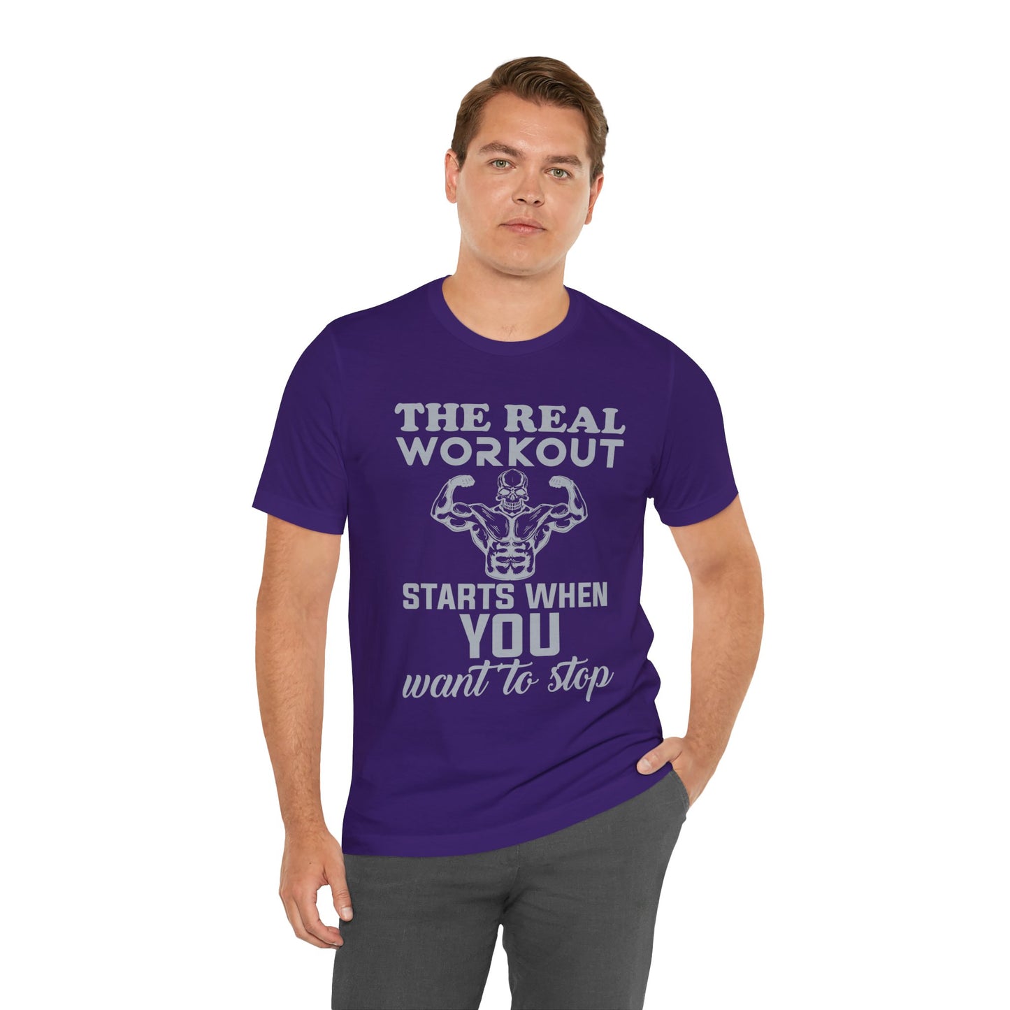 The Real Workout Start When You Want To Stop T-Shirt, Gym Workout Fitness T-Shirt