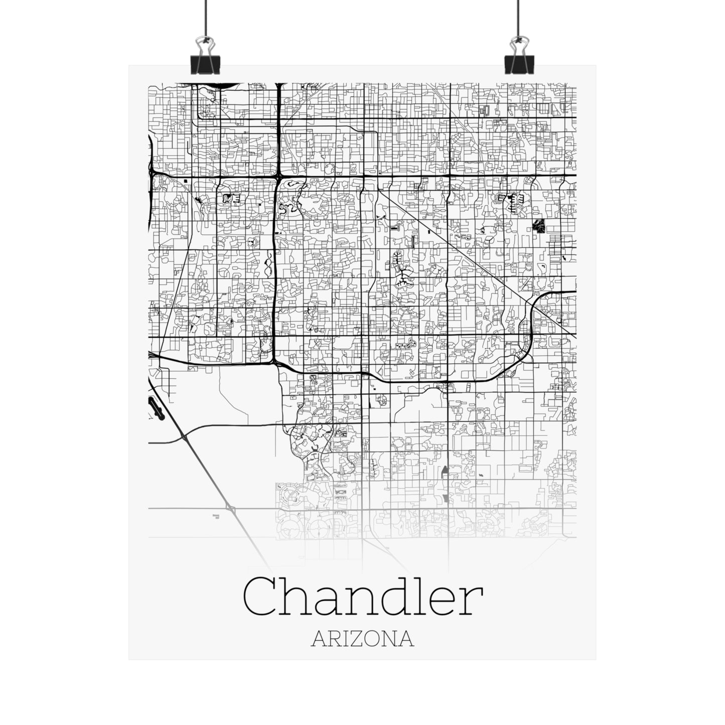 Chandler Arizona City Map Matte Vertical Posters