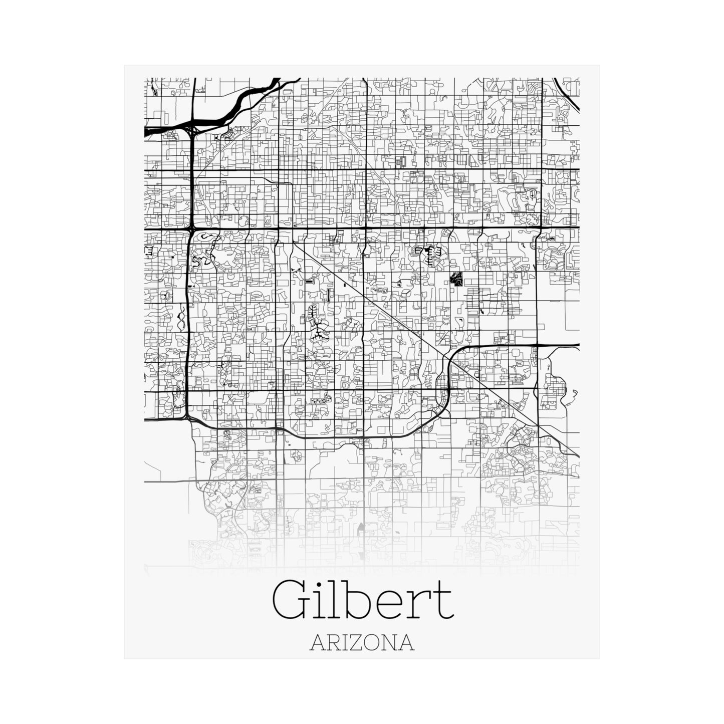 Gilbert Arizona City Map Matte Vertical Posters