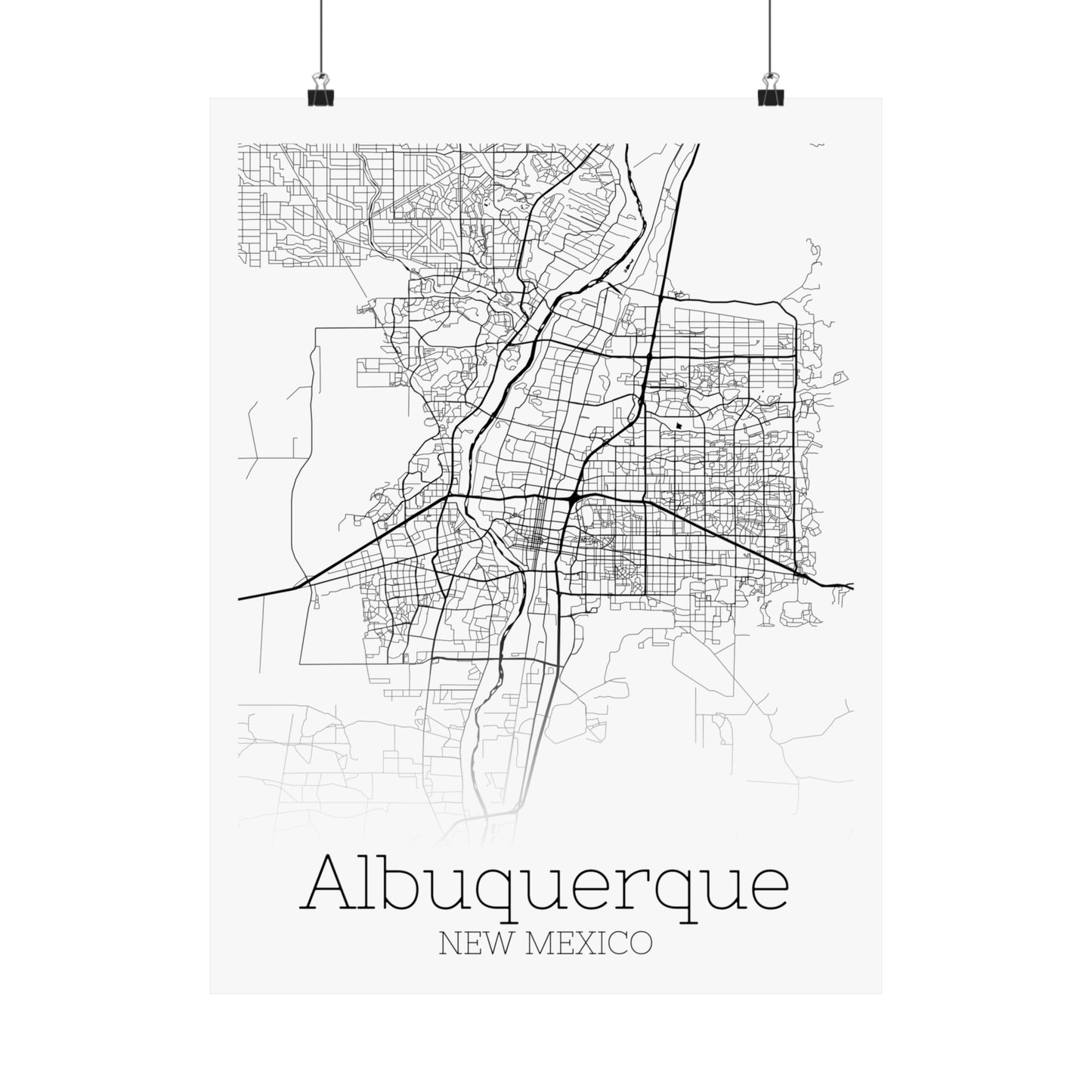 Albuquerque New Mexico Map Matte Vertical Posters