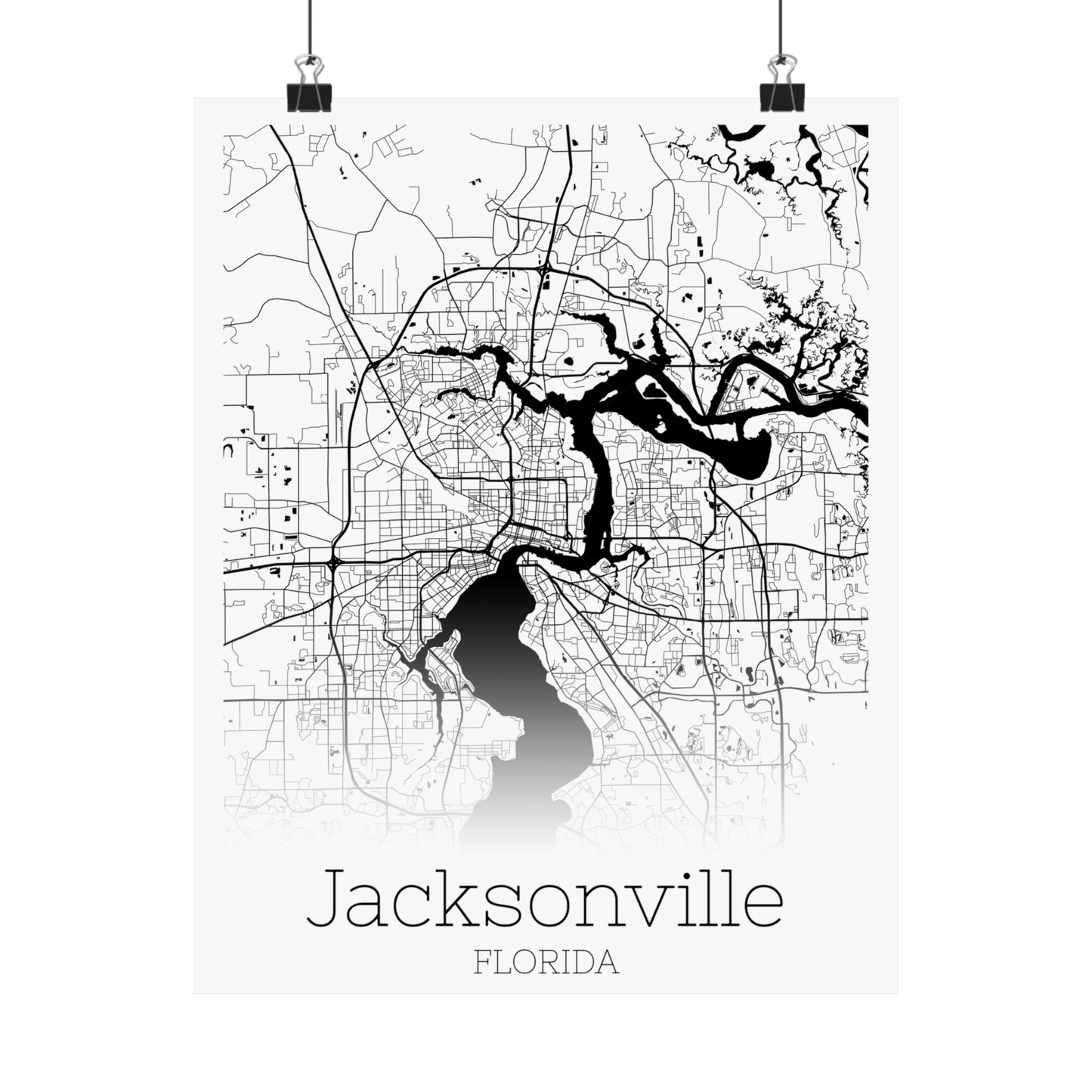 Jacksonville Florida City Map Matte Vertical Posters