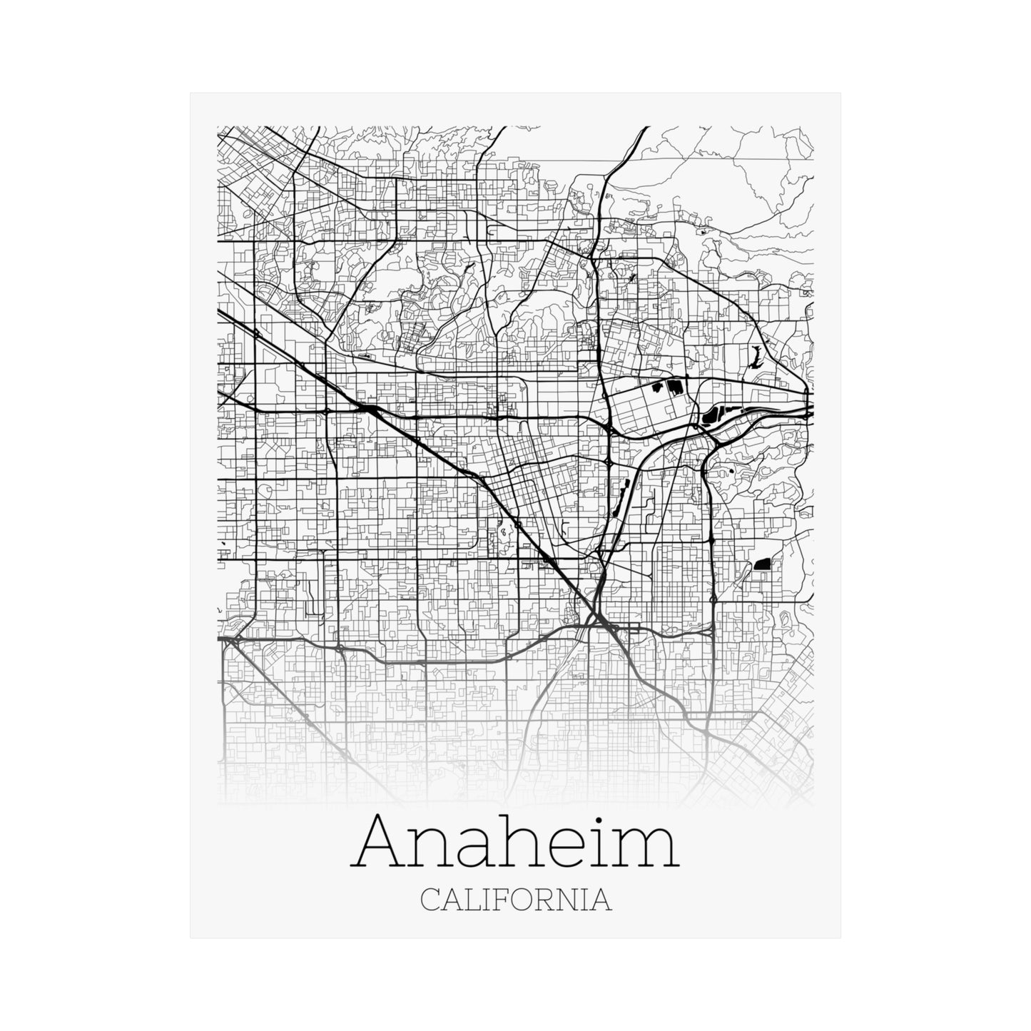 Anaheim California City Map Matte Vertical Posters