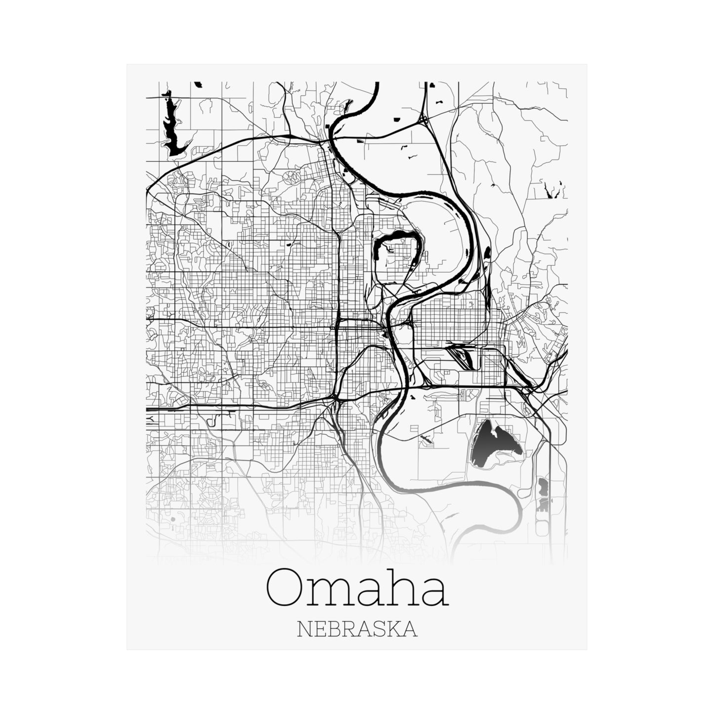 Omaha Nebraska City Map Matte Vertical Posters