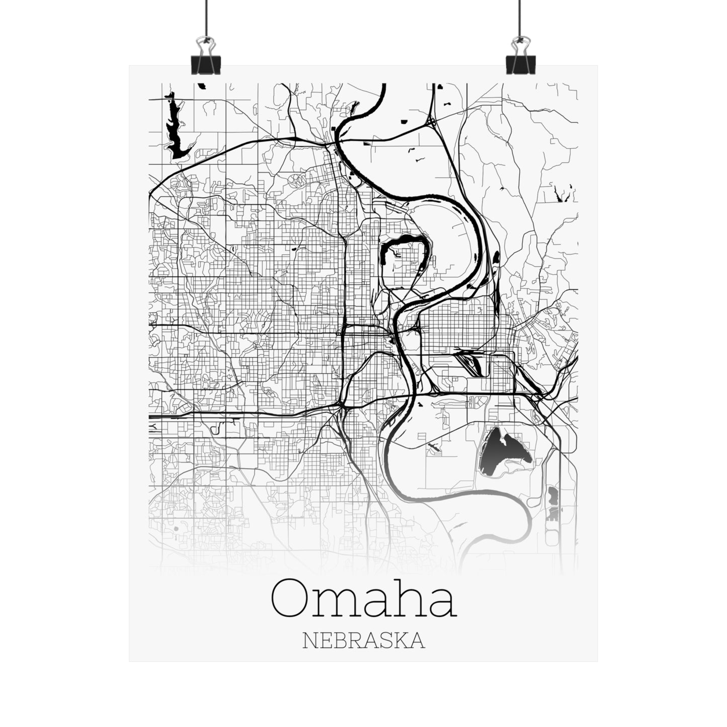 Omaha Nebraska City Map Matte Vertical Posters
