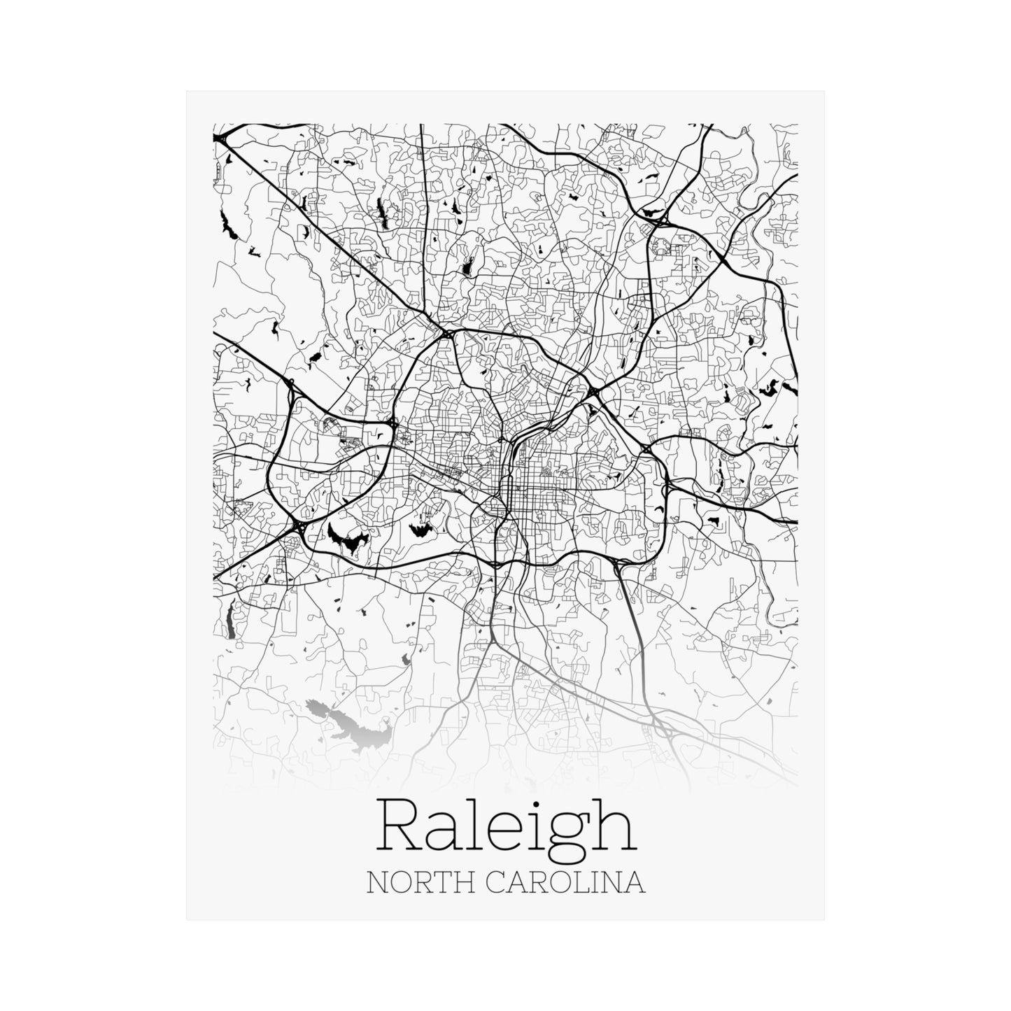 Raleigh North Carolina City Map Matte Vertical Posters