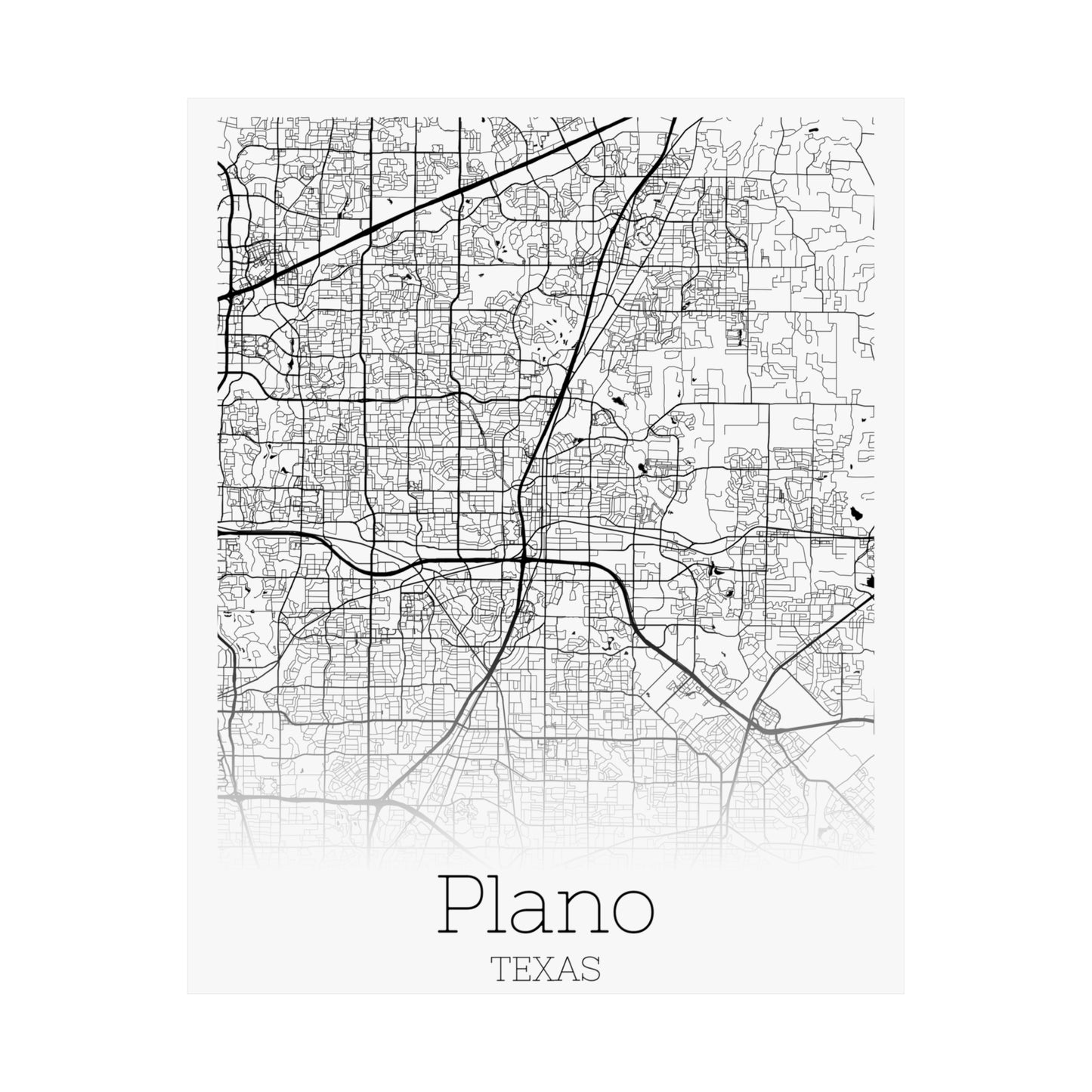 Plano Texas City Map Matte Vertical Posters