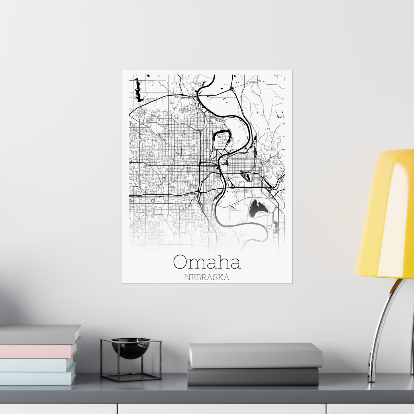 Omaha Nebraska City Map Matte Vertical Posters