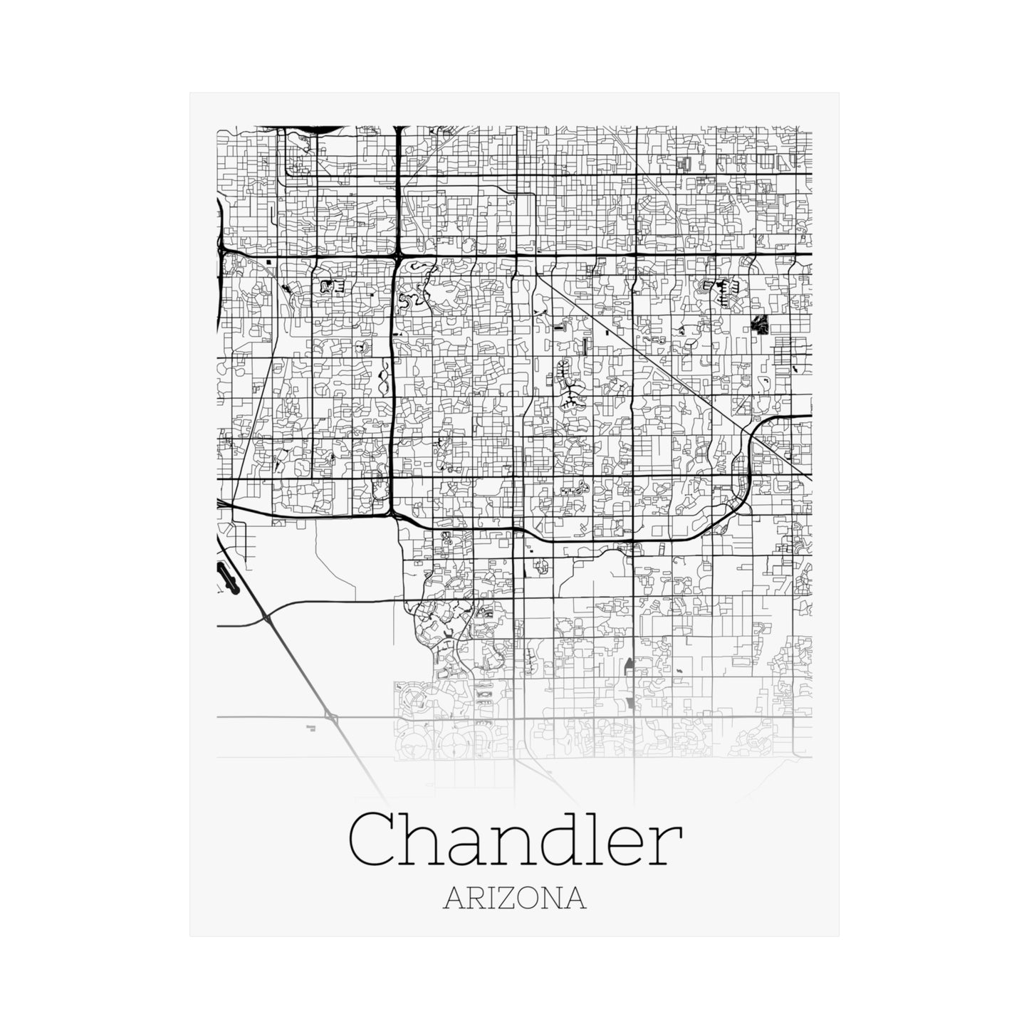 Chandler Arizona City Map Matte Vertical Posters