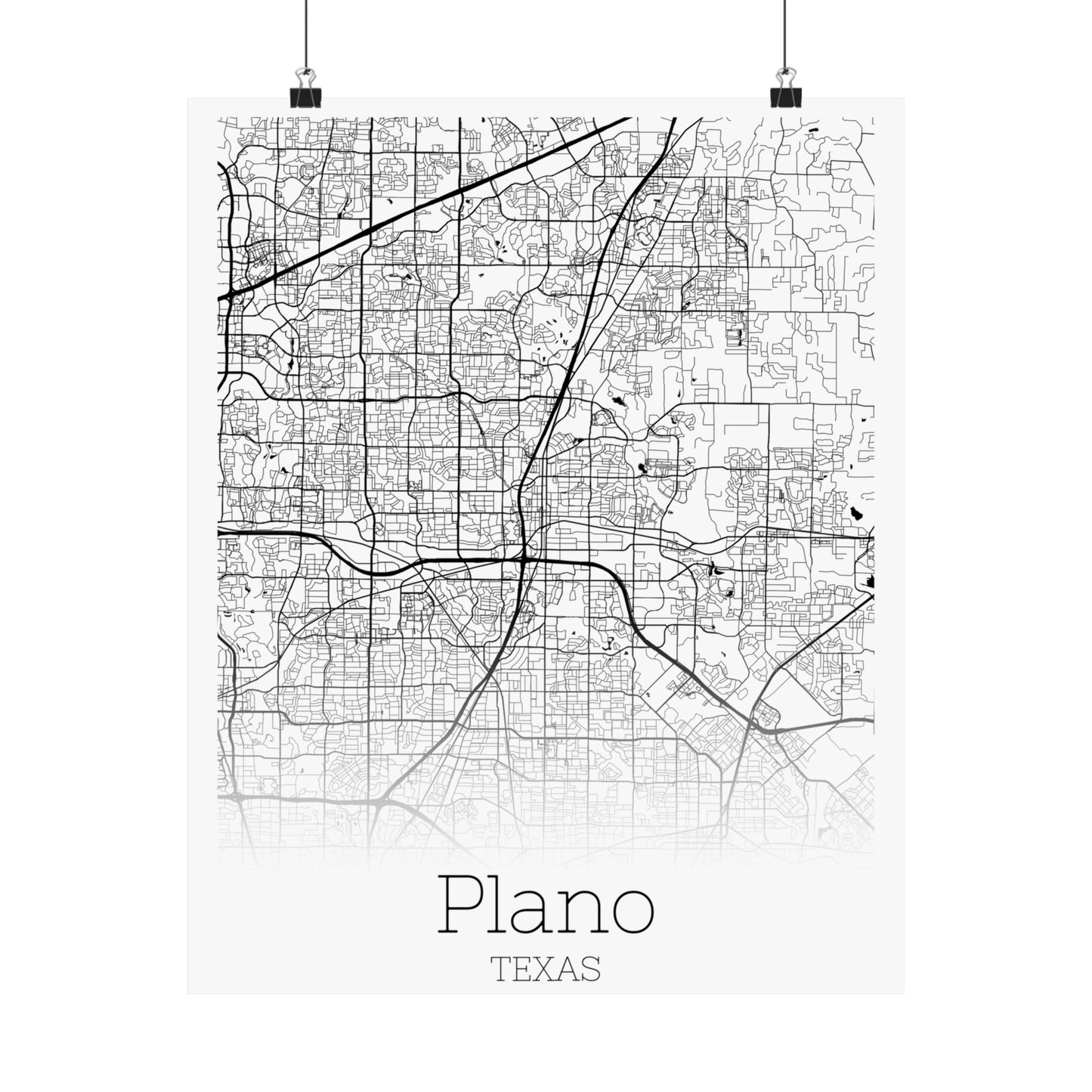 Plano Texas City Map Matte Vertical Posters