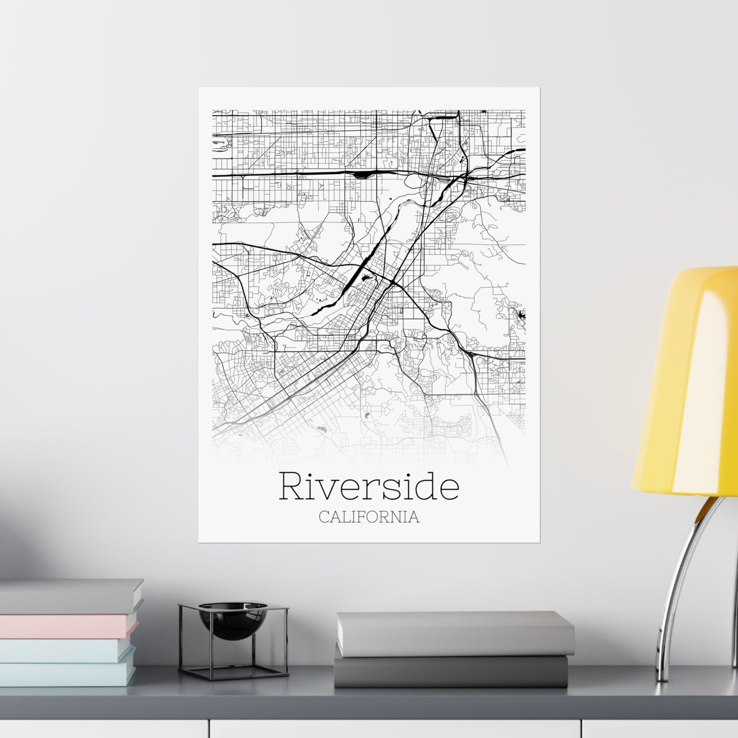 Riverside California City Map Matte Vertical Posters