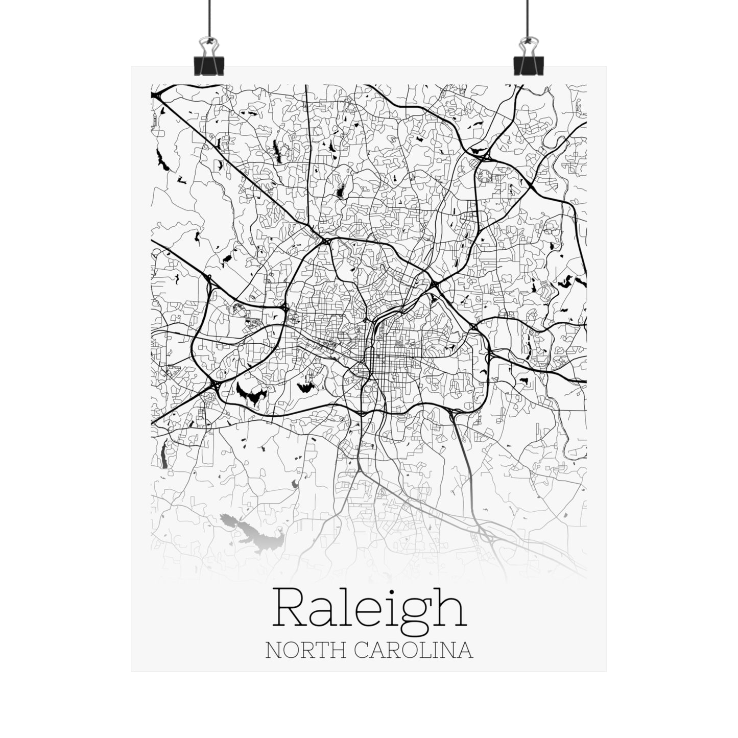 Raleigh North Carolina City Map Matte Vertical Posters
