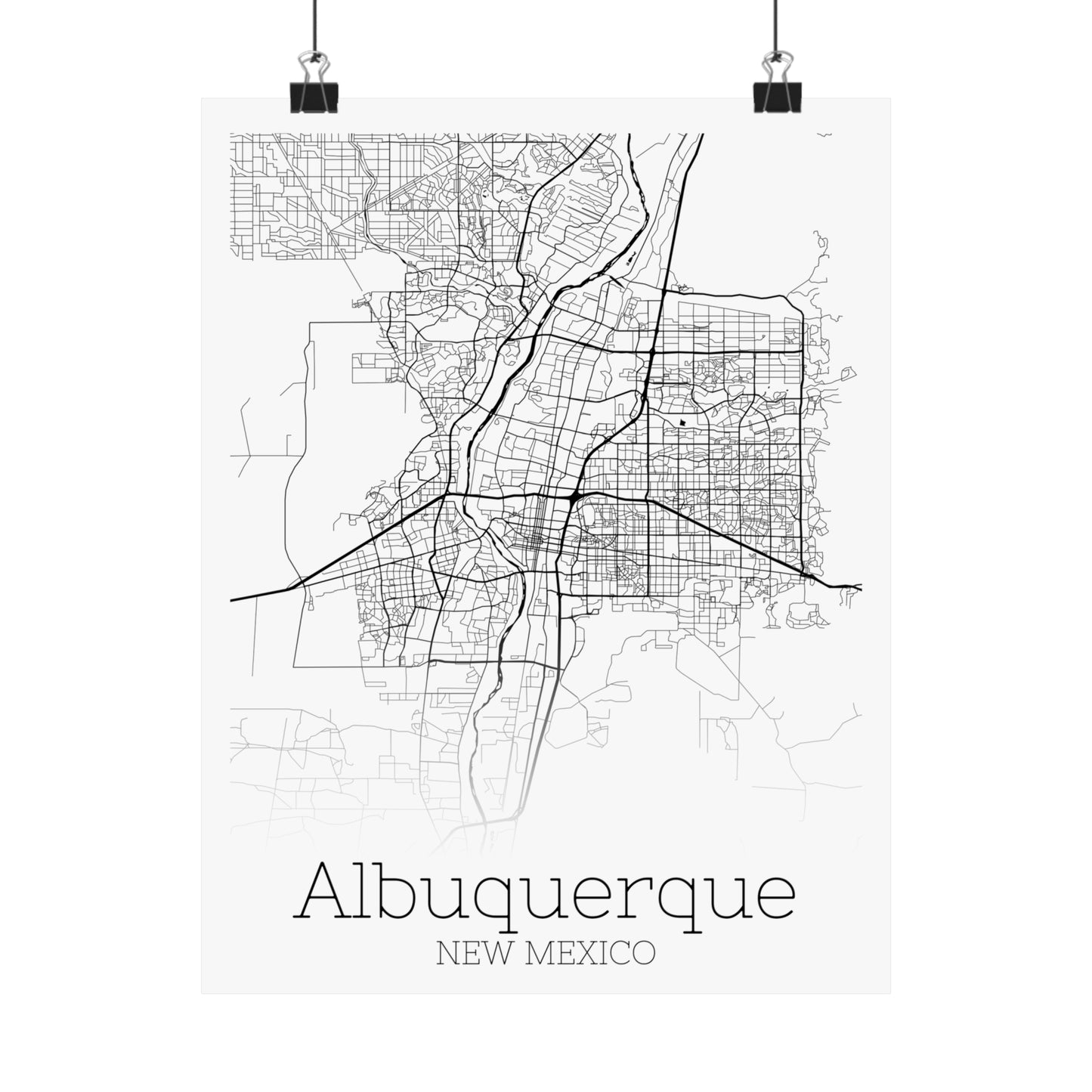Albuquerque New Mexico Map Matte Vertical Posters