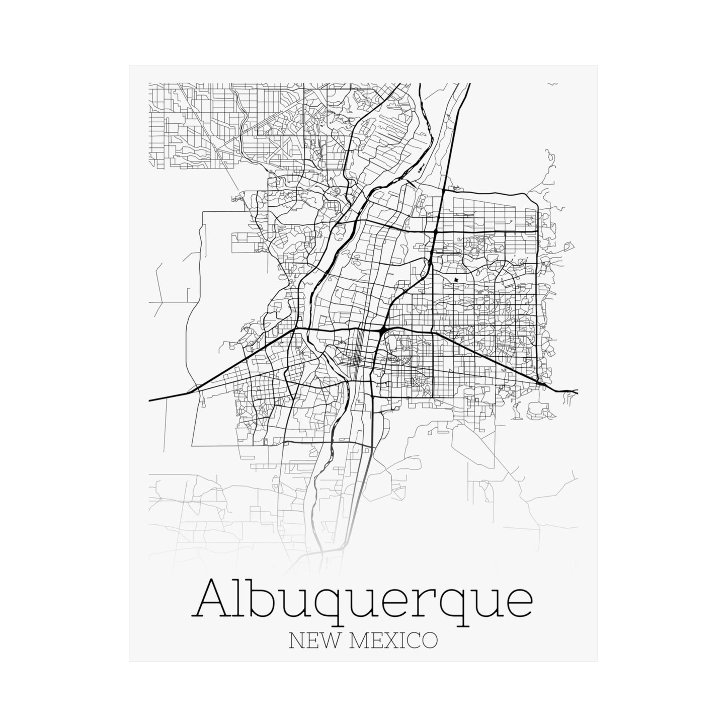 Albuquerque New Mexico Map Matte Vertical Posters
