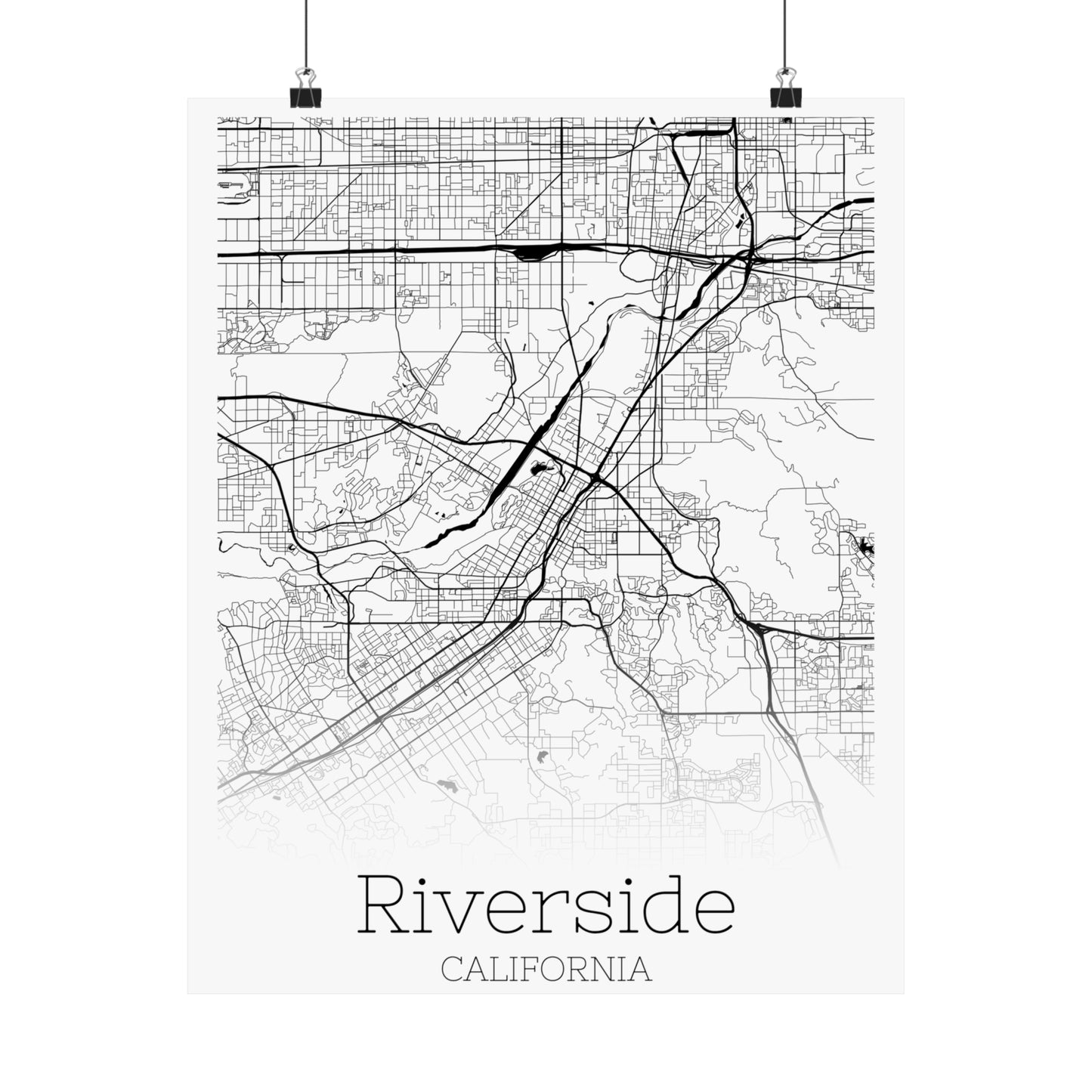 Riverside California City Map Matte Vertical Posters