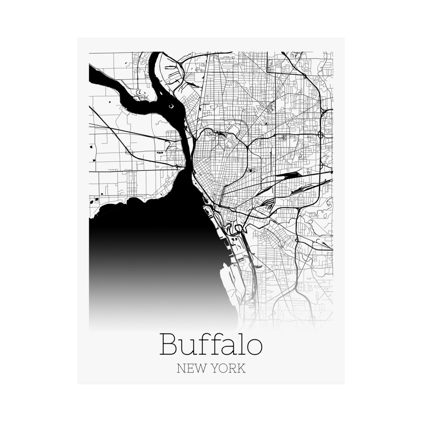 Buffalo New York City Map Matte Vertical Posters