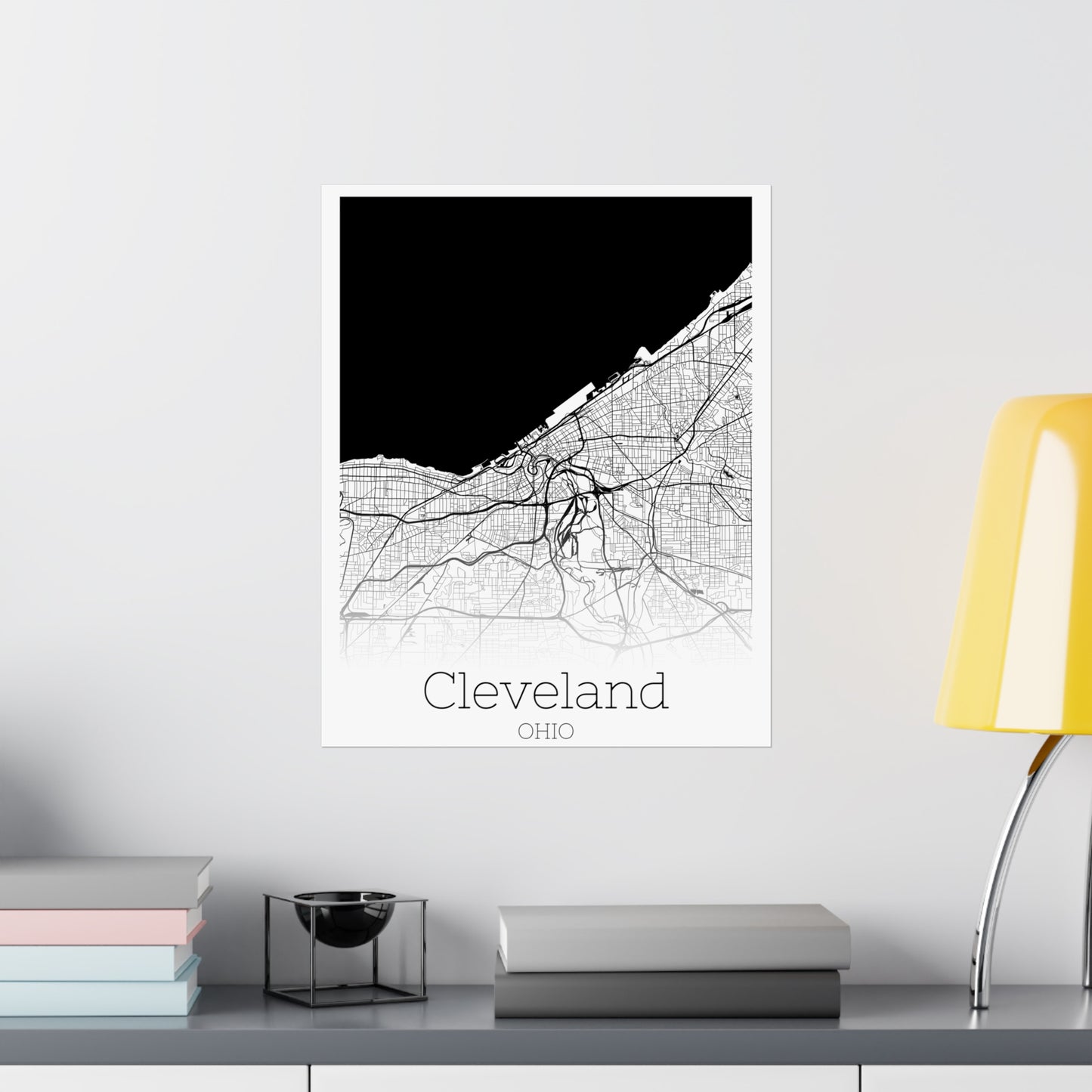 Cleveland Ohio City Map Matte Vertical Posters