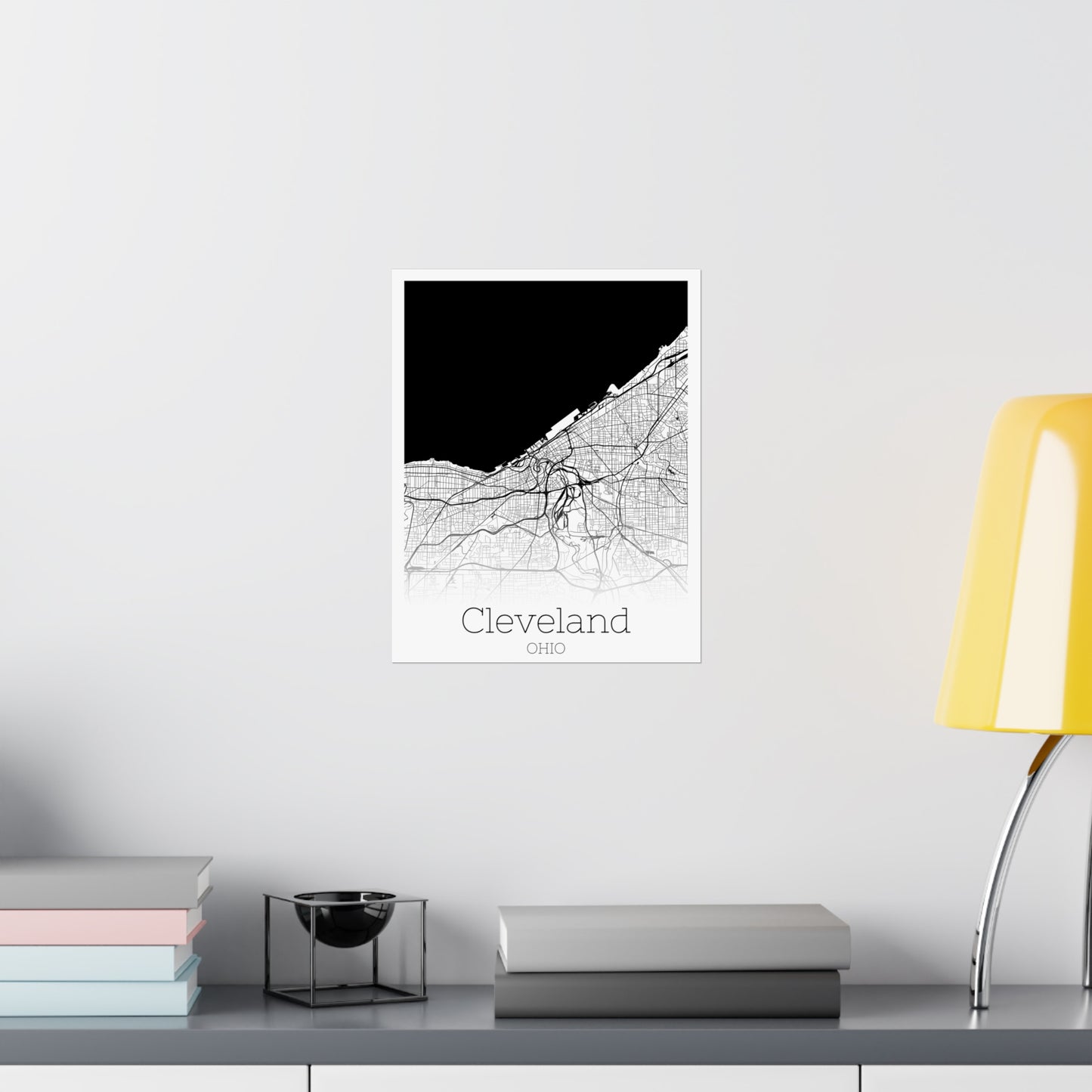 Cleveland Ohio City Map Matte Vertical Posters