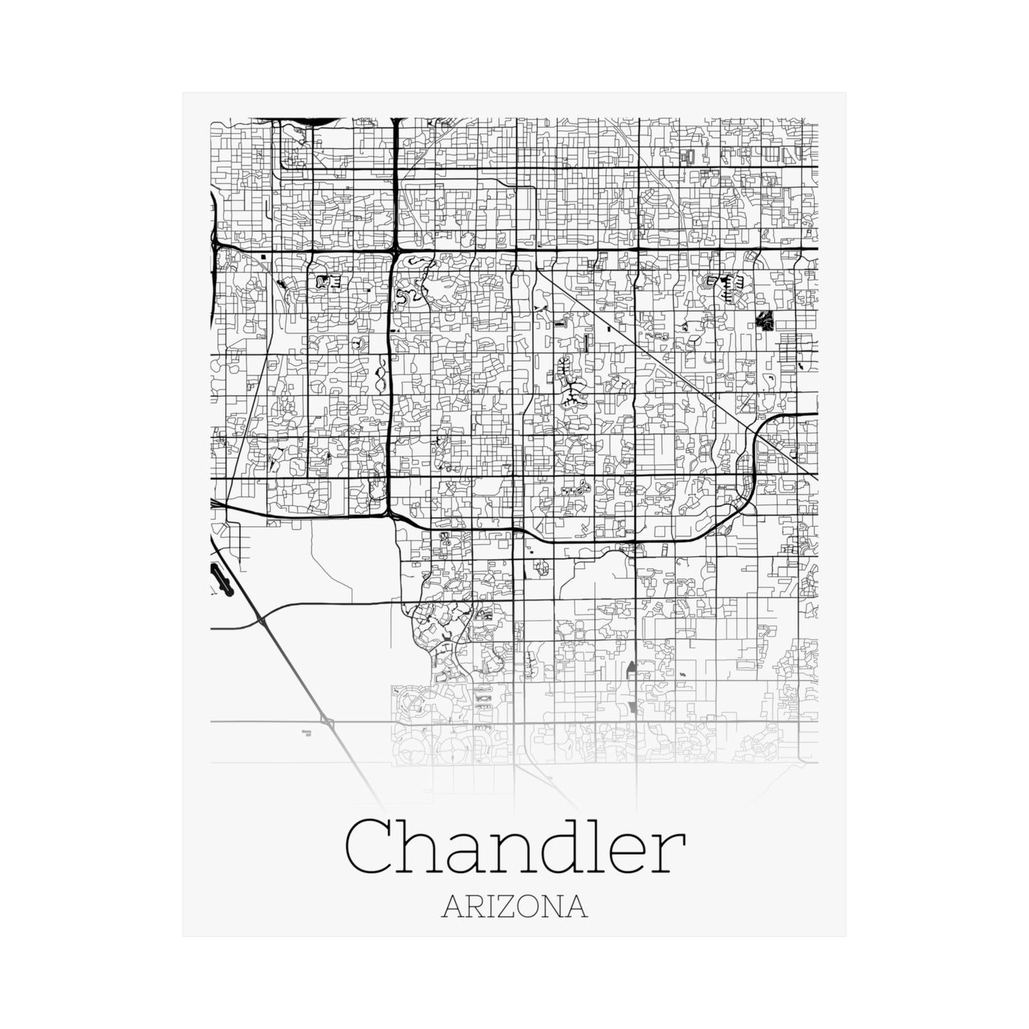 Chandler Arizona City Map Matte Vertical Posters