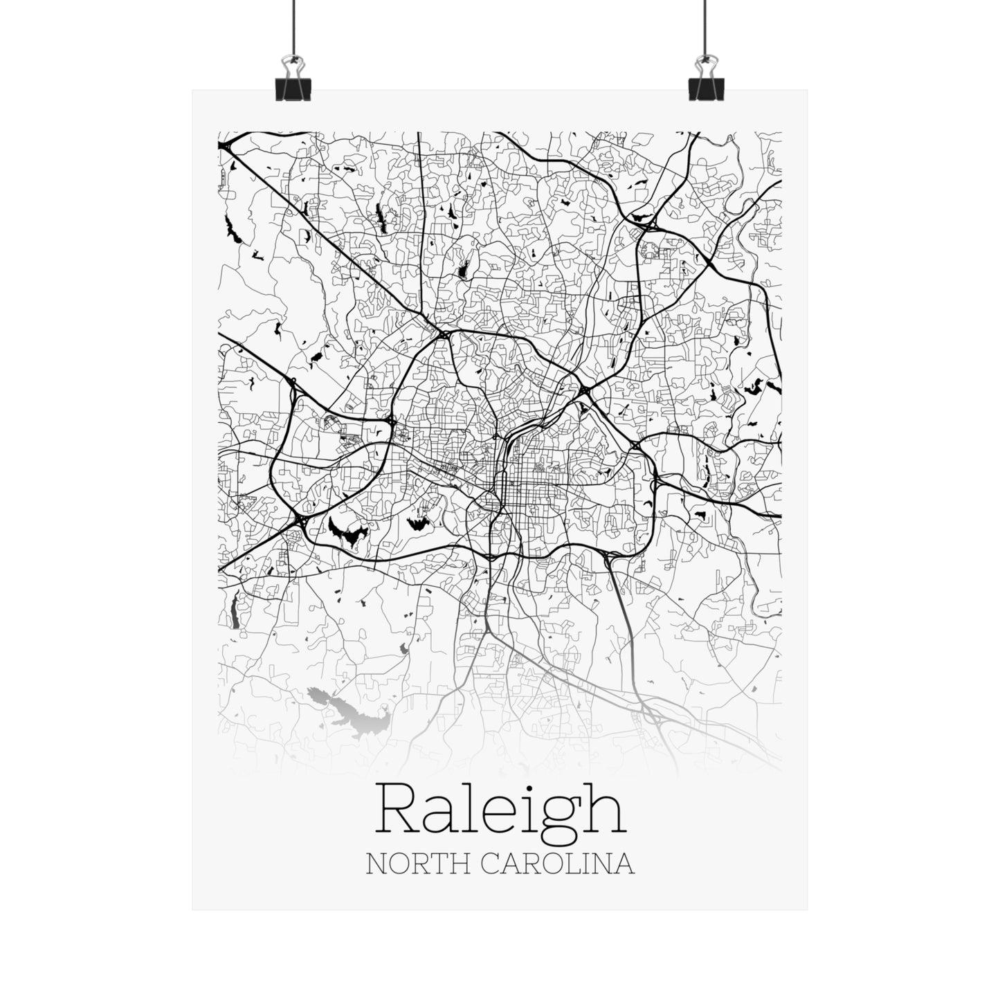 Raleigh North Carolina City Map Matte Vertical Posters