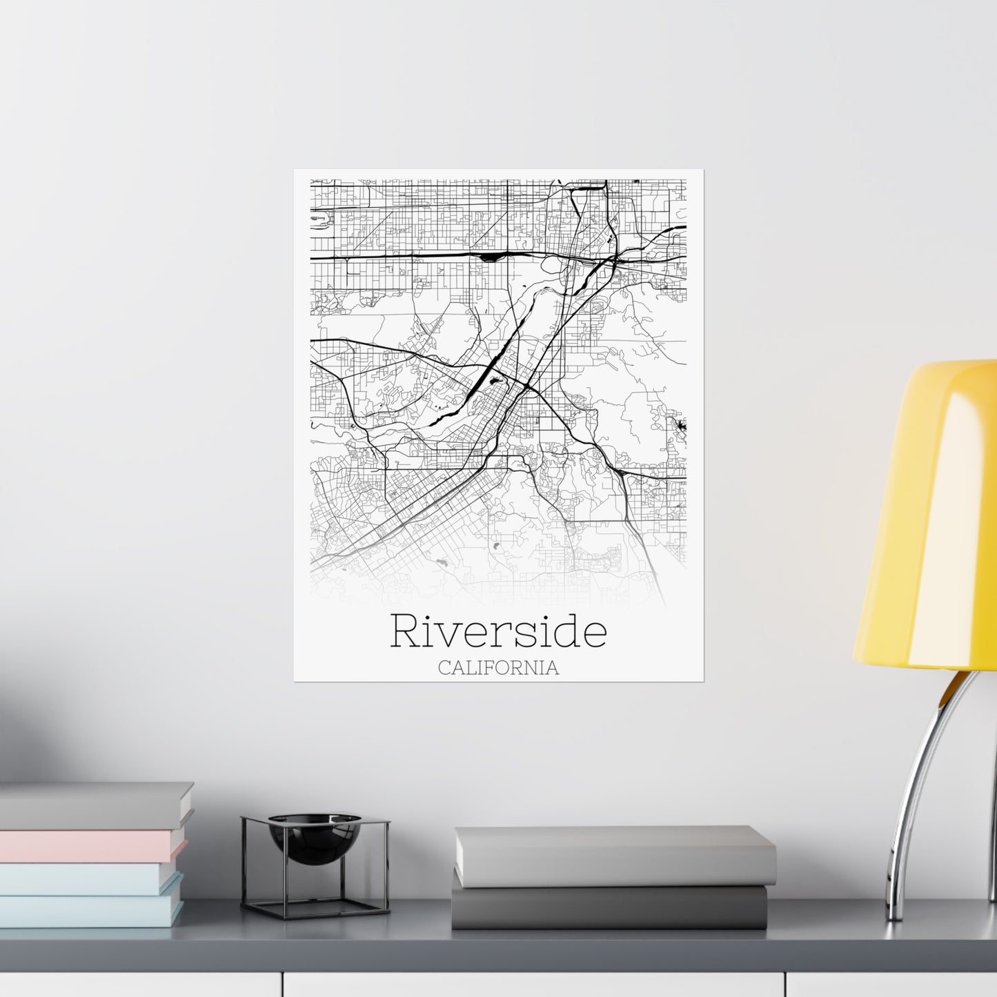 Riverside California City Map Matte Vertical Posters
