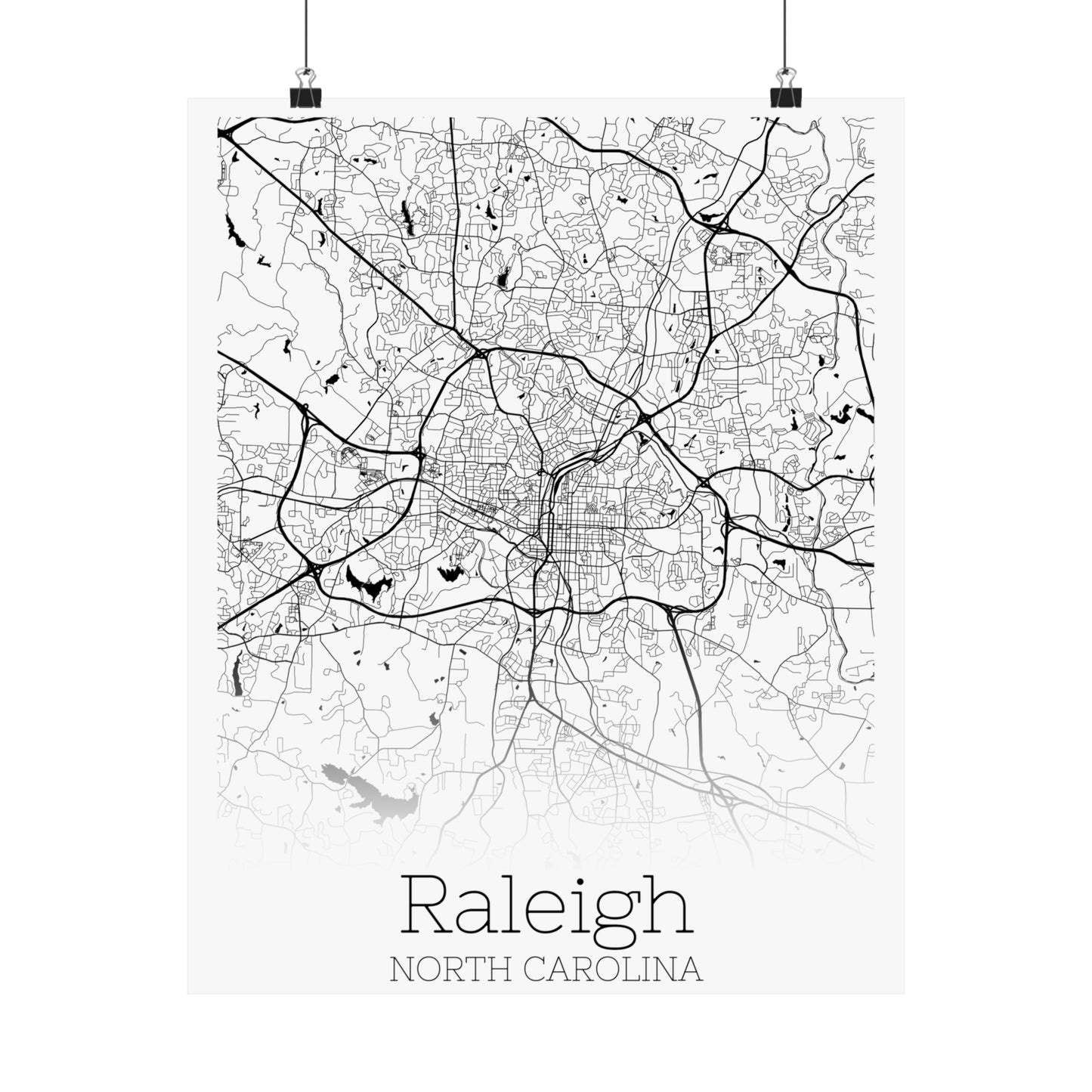 Raleigh North Carolina City Map Matte Vertical Posters