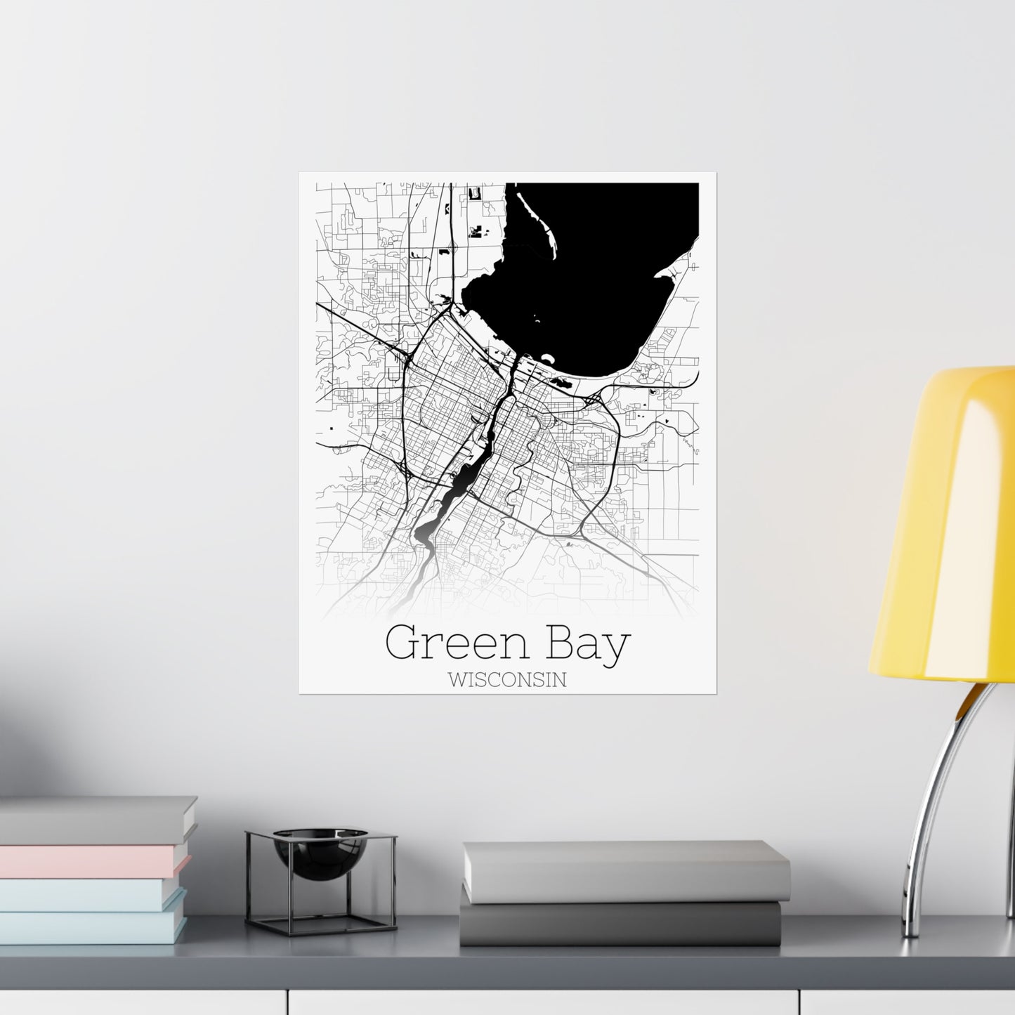 Green Bay Wisconsin City Map Matte Vertical Posters