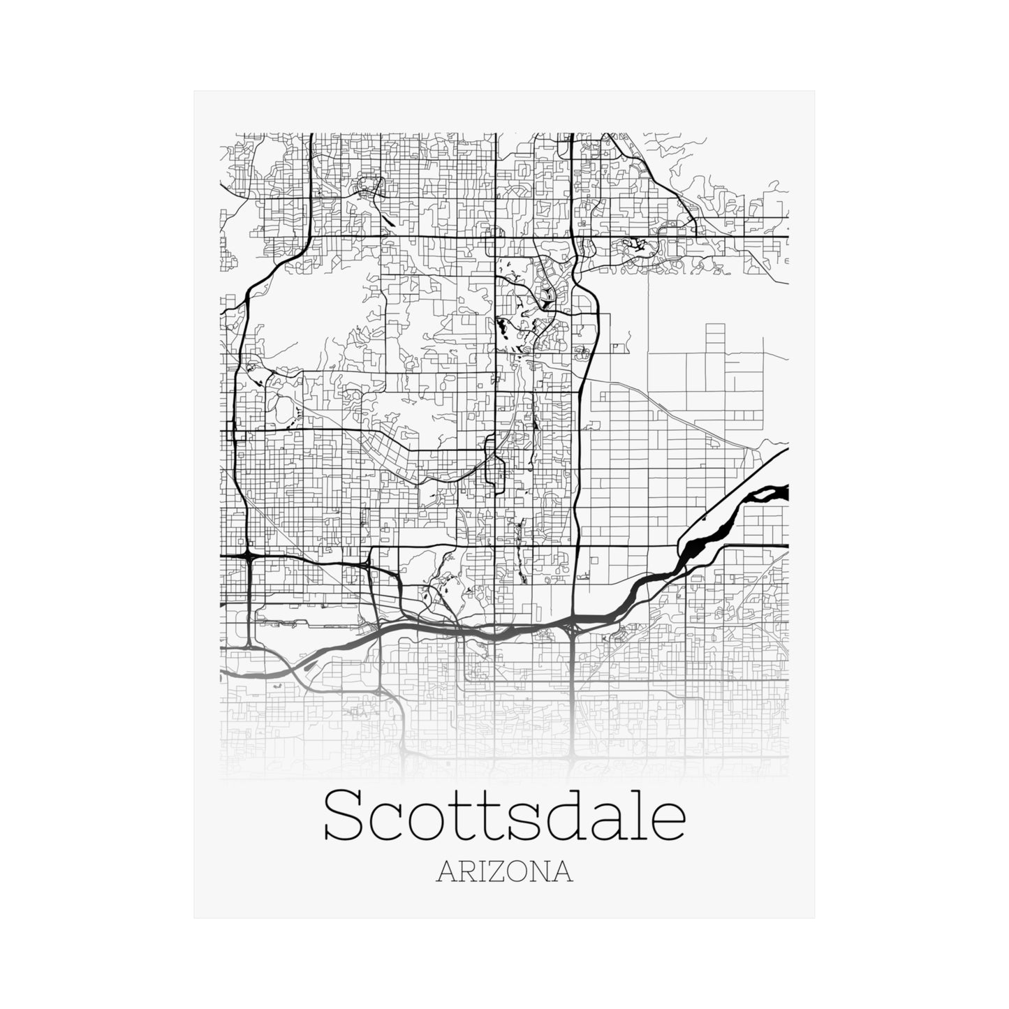 Scottsdale Arizona City Map Matte Vertical Posters