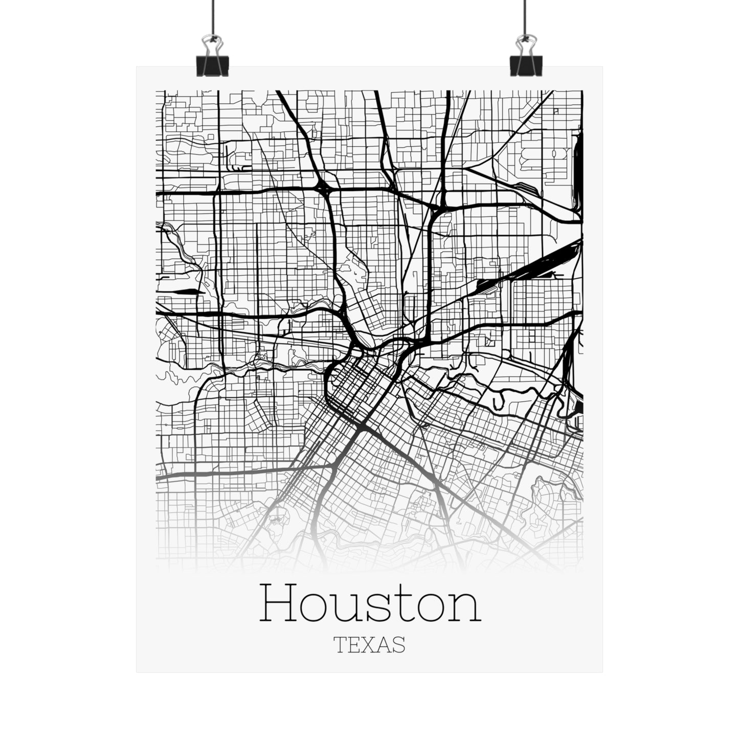 Houston Texas City Map Matte Vertical Posters