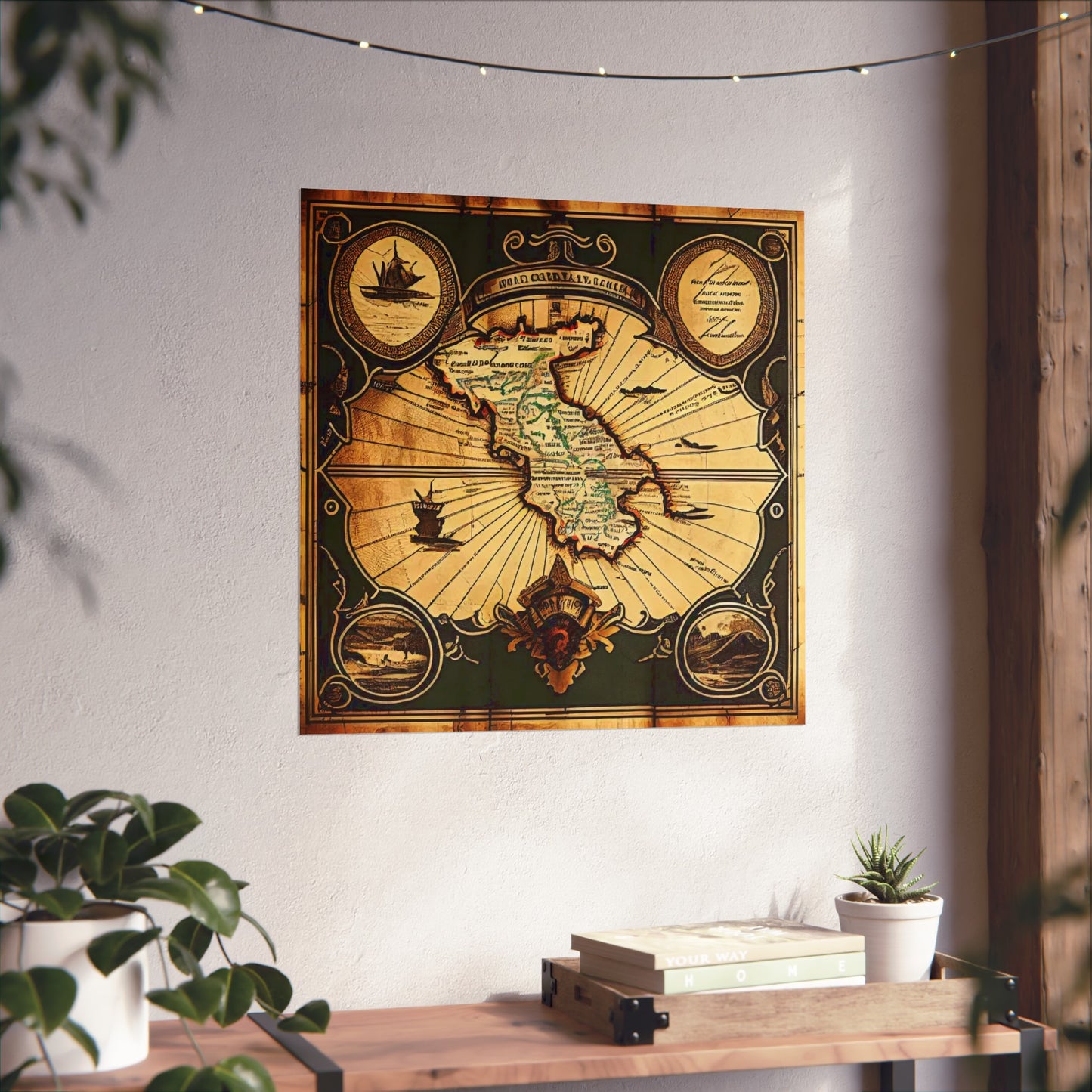 Old Map No: 19 Square Matte Poster, Vintage Poster