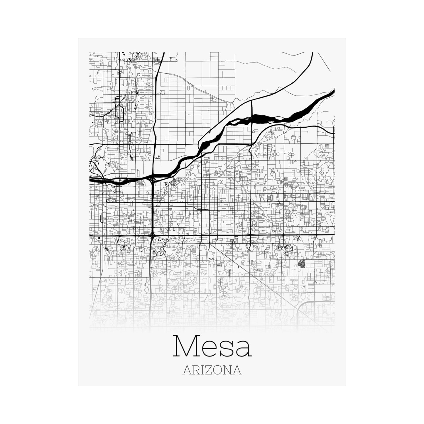 Mesa Arizona City Map Matte Vertical Posters