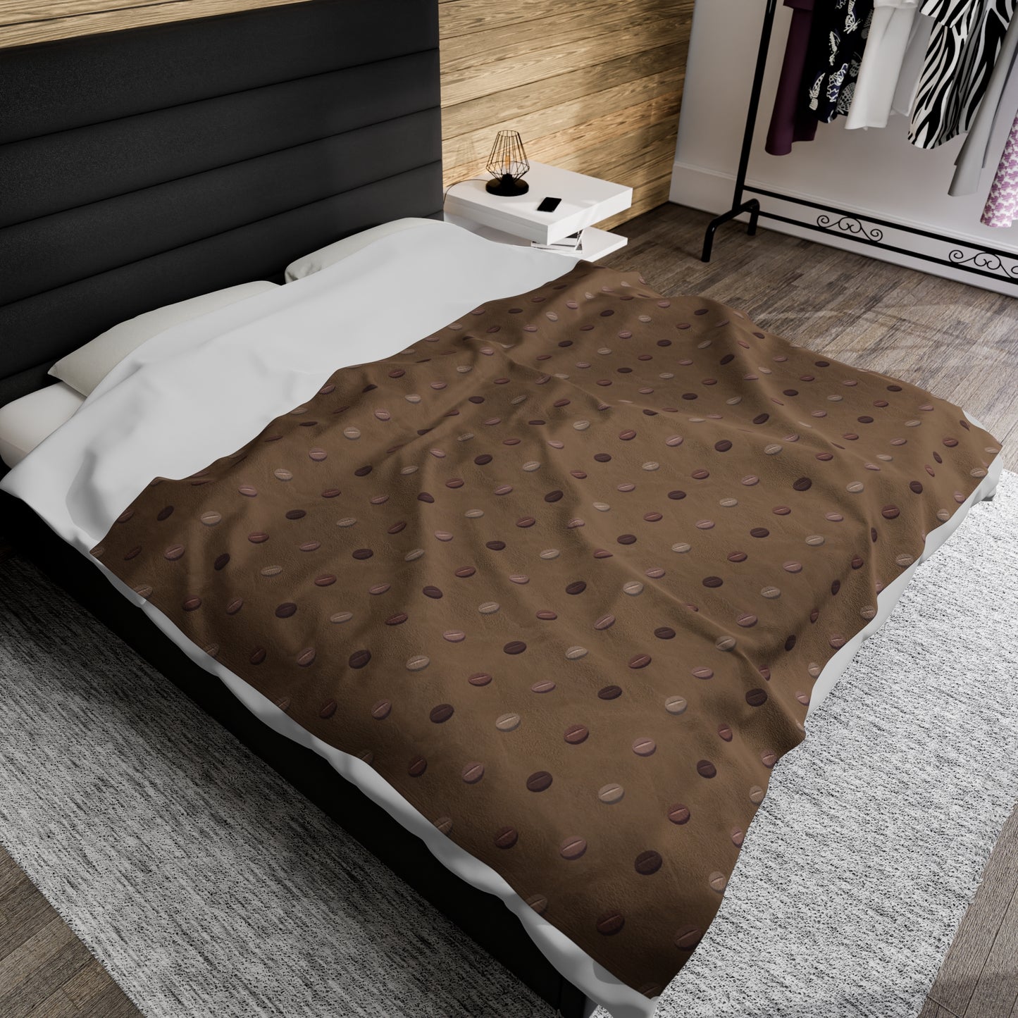 Coffee Bean Dark pattern Velveteen Plush Blanket