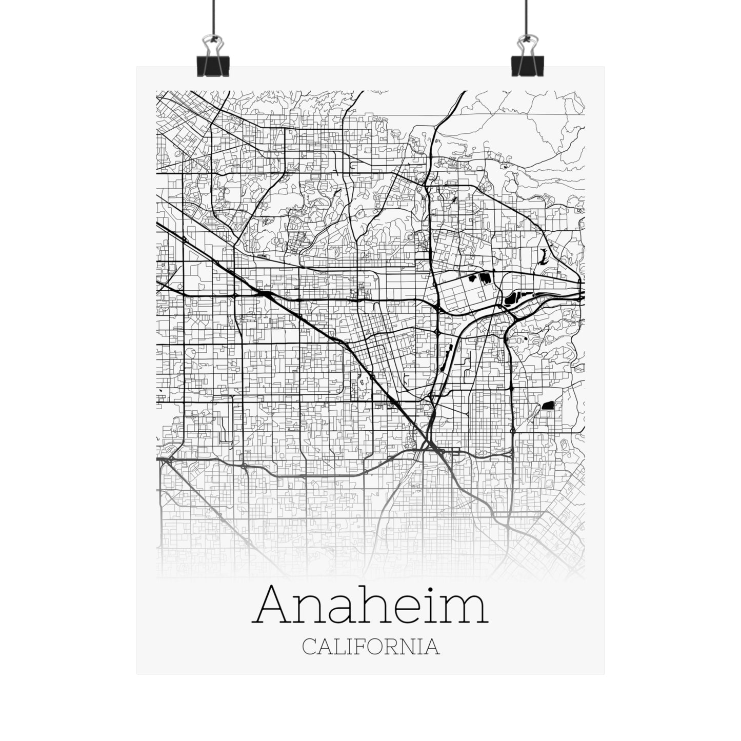 Anaheim California City Map Matte Vertical Posters