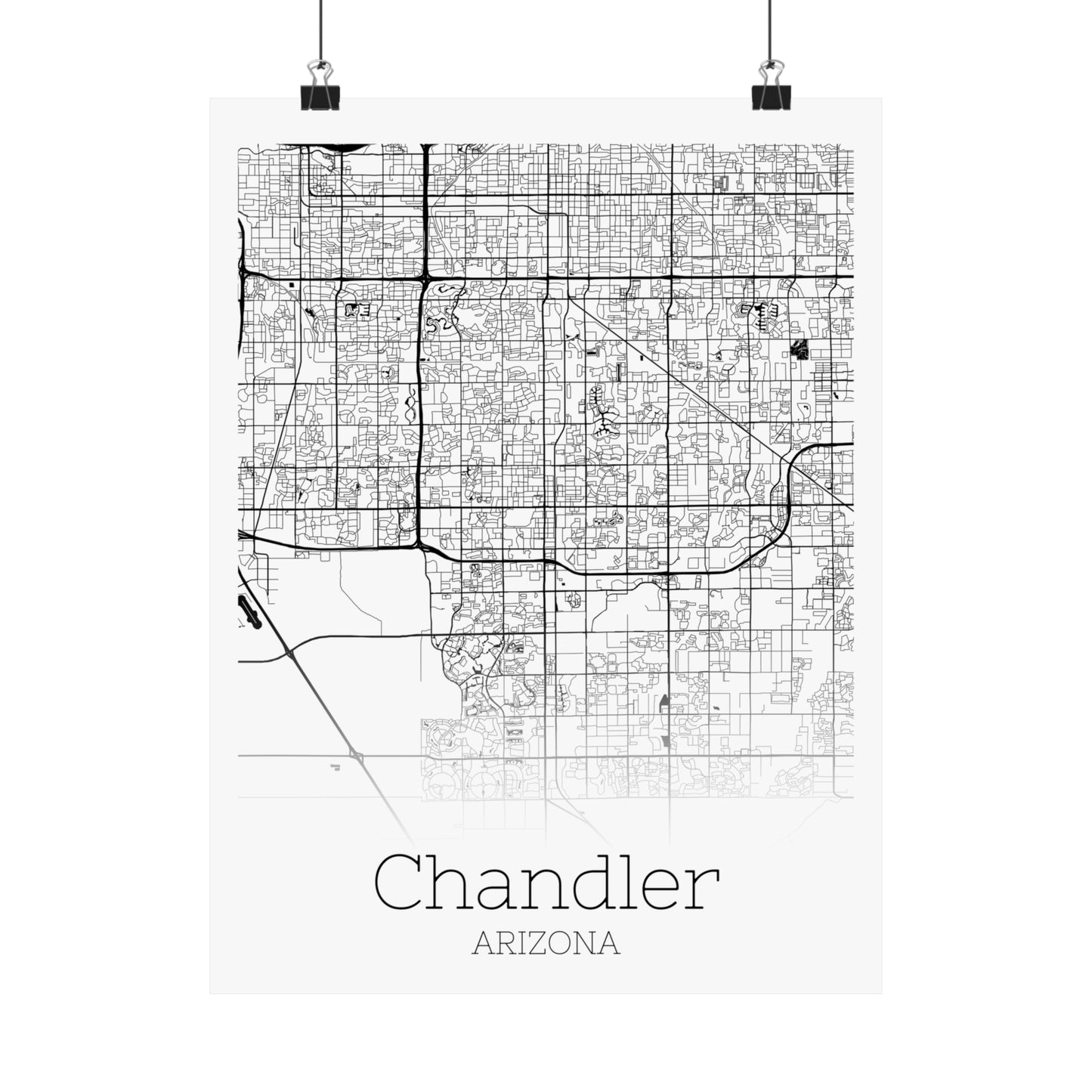 Chandler Arizona City Map Matte Vertical Posters