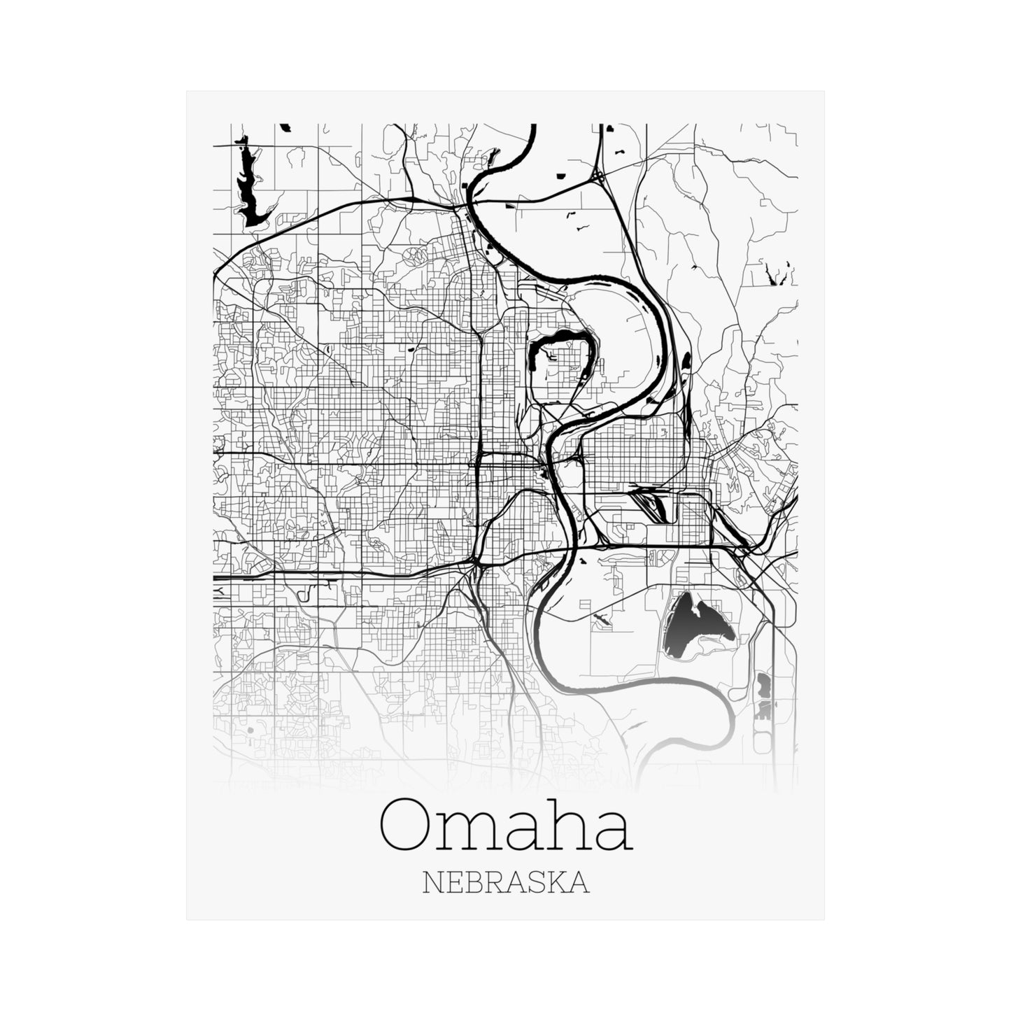 Omaha Nebraska City Map Matte Vertical Posters