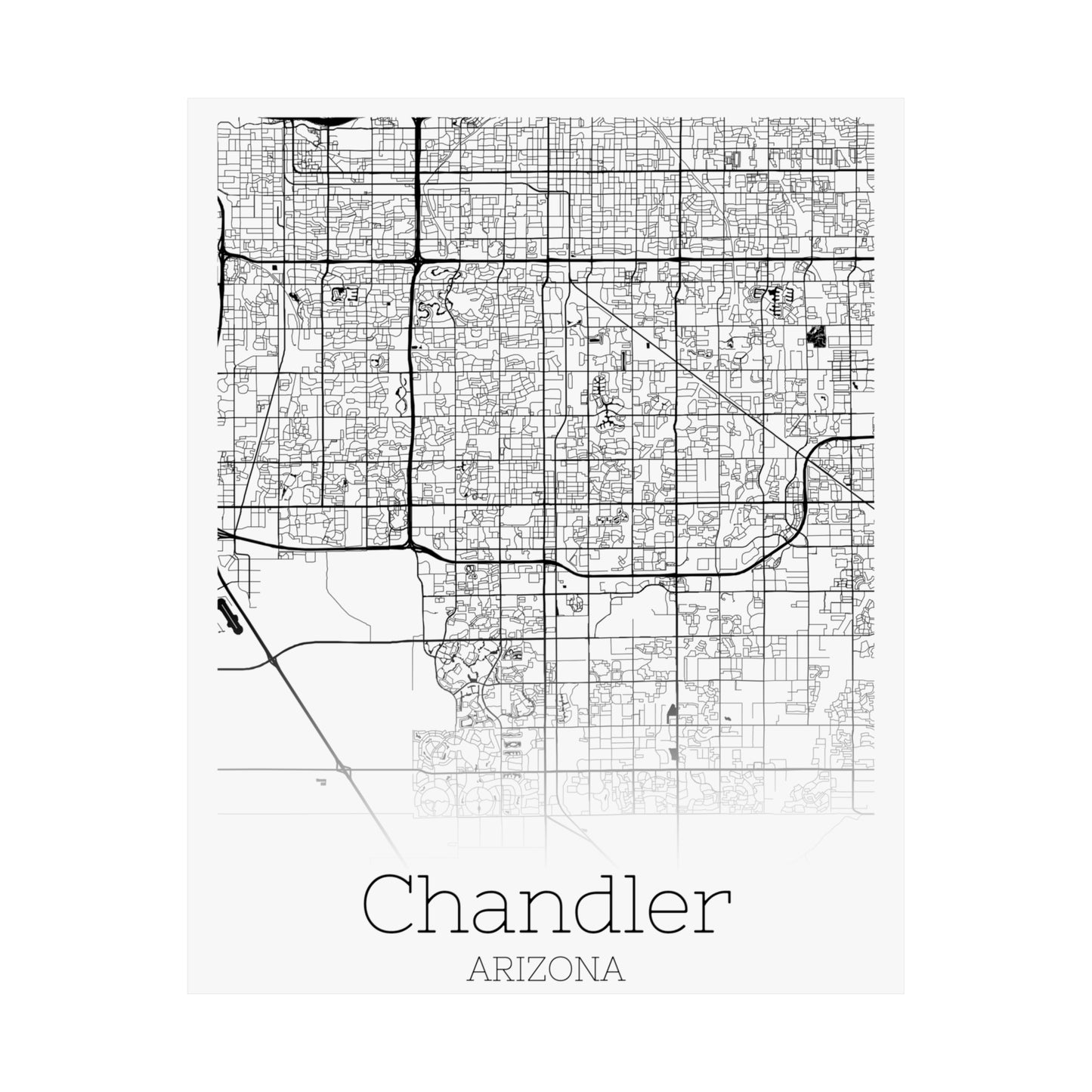 Chandler Arizona City Map Matte Vertical Posters