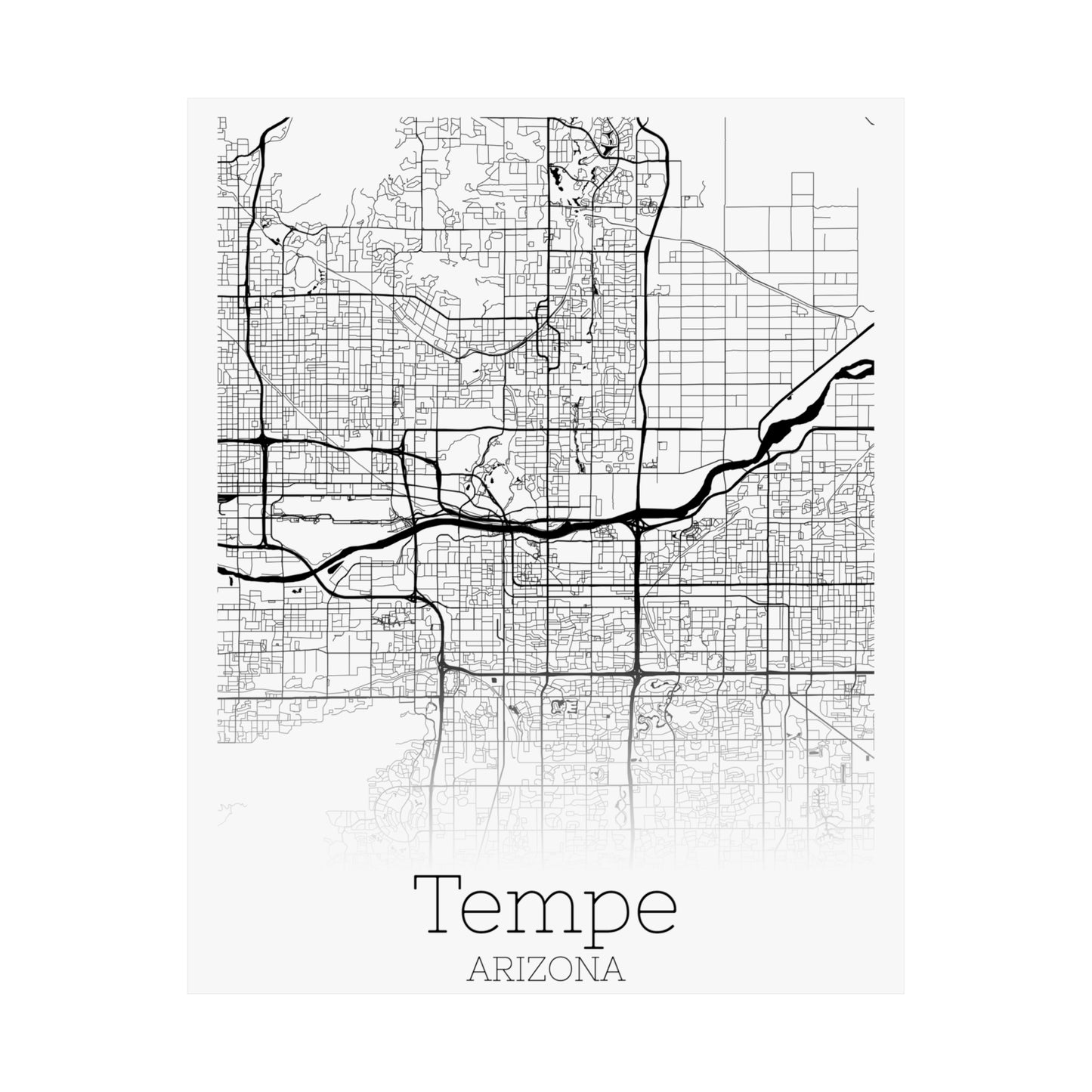 Tempe Arizona City Map Matte Vertical Posters