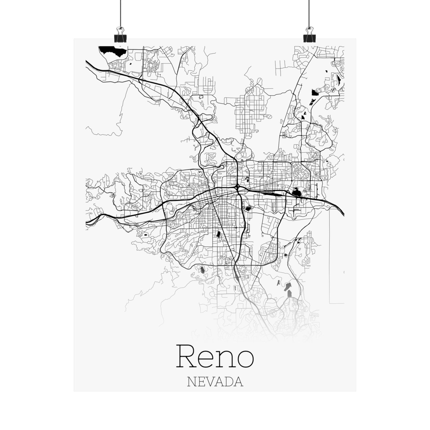 Reno Nevada City Map Matte Vertical Posters