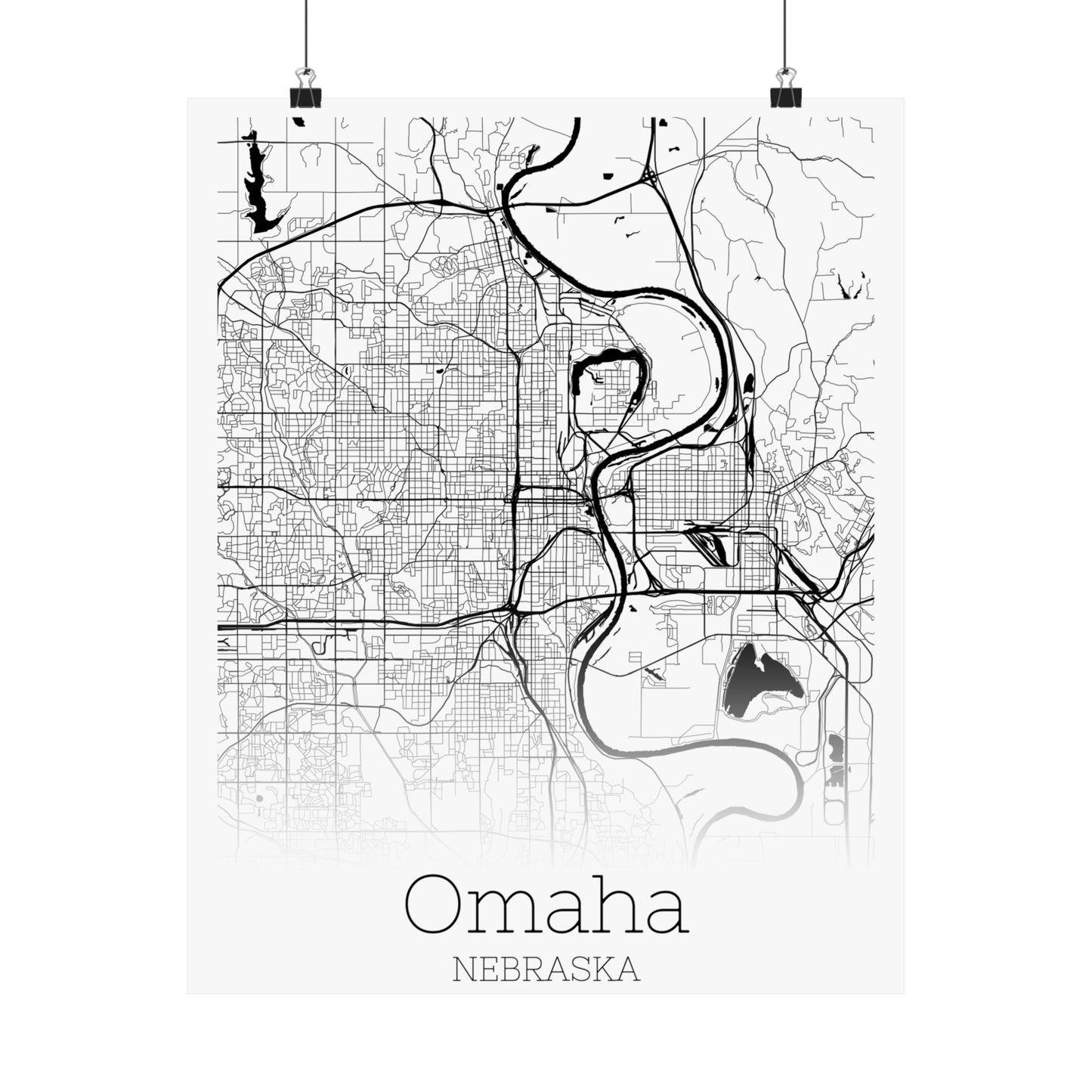Omaha Nebraska City Map Matte Vertical Posters