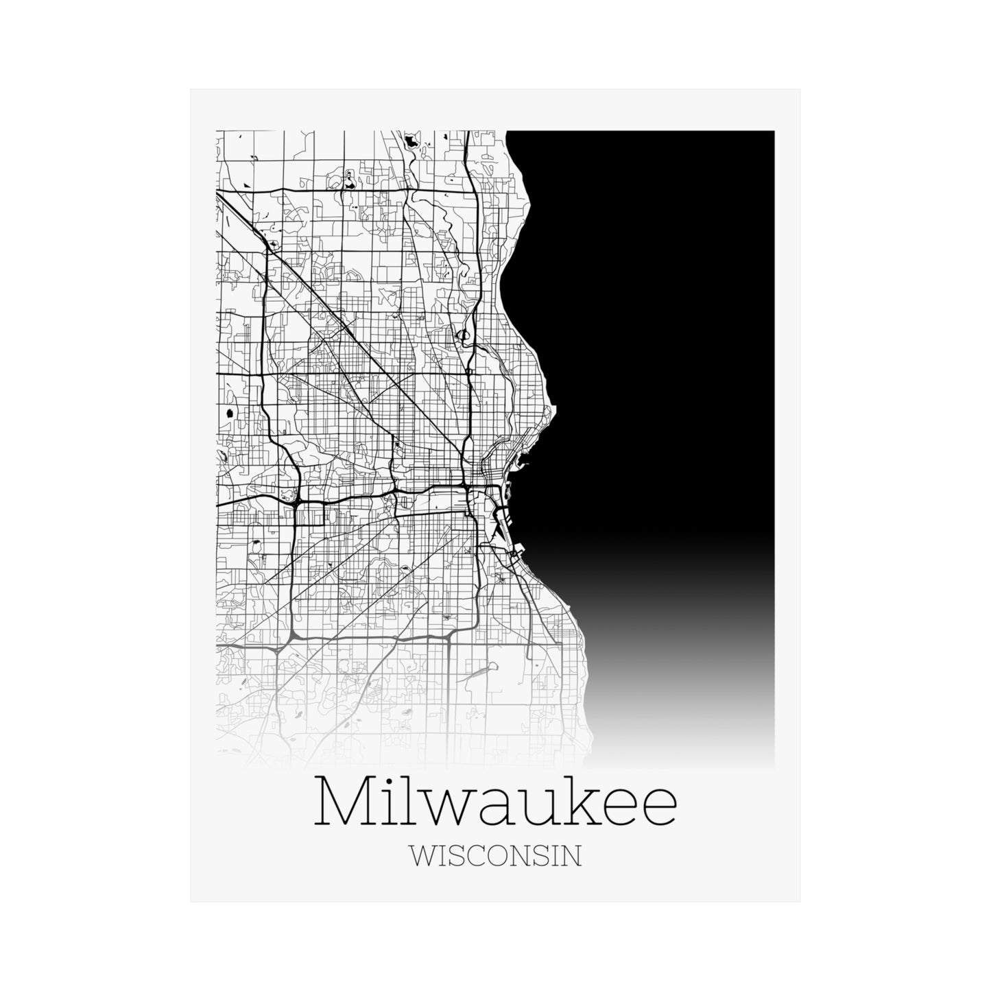 Milwaukee Wisconsin City Map Matte Vertical Posters