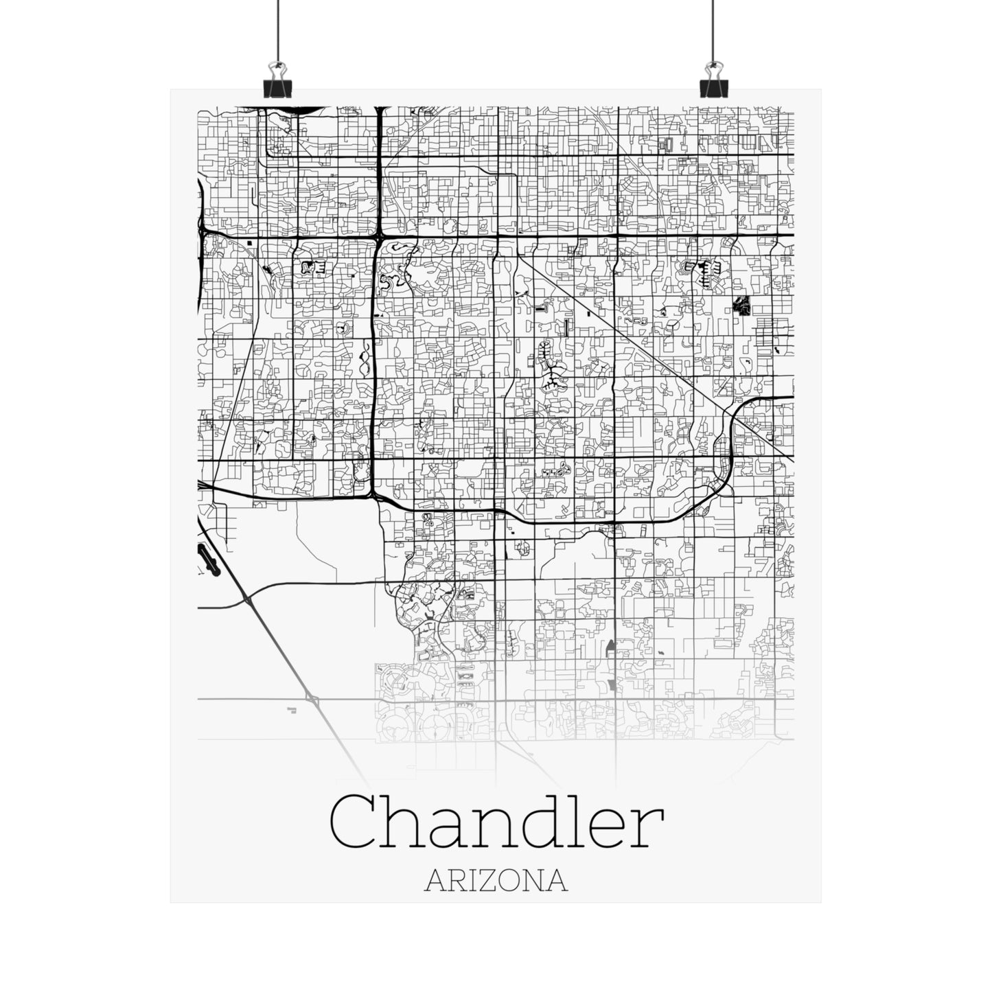 Chandler Arizona City Map Matte Vertical Posters