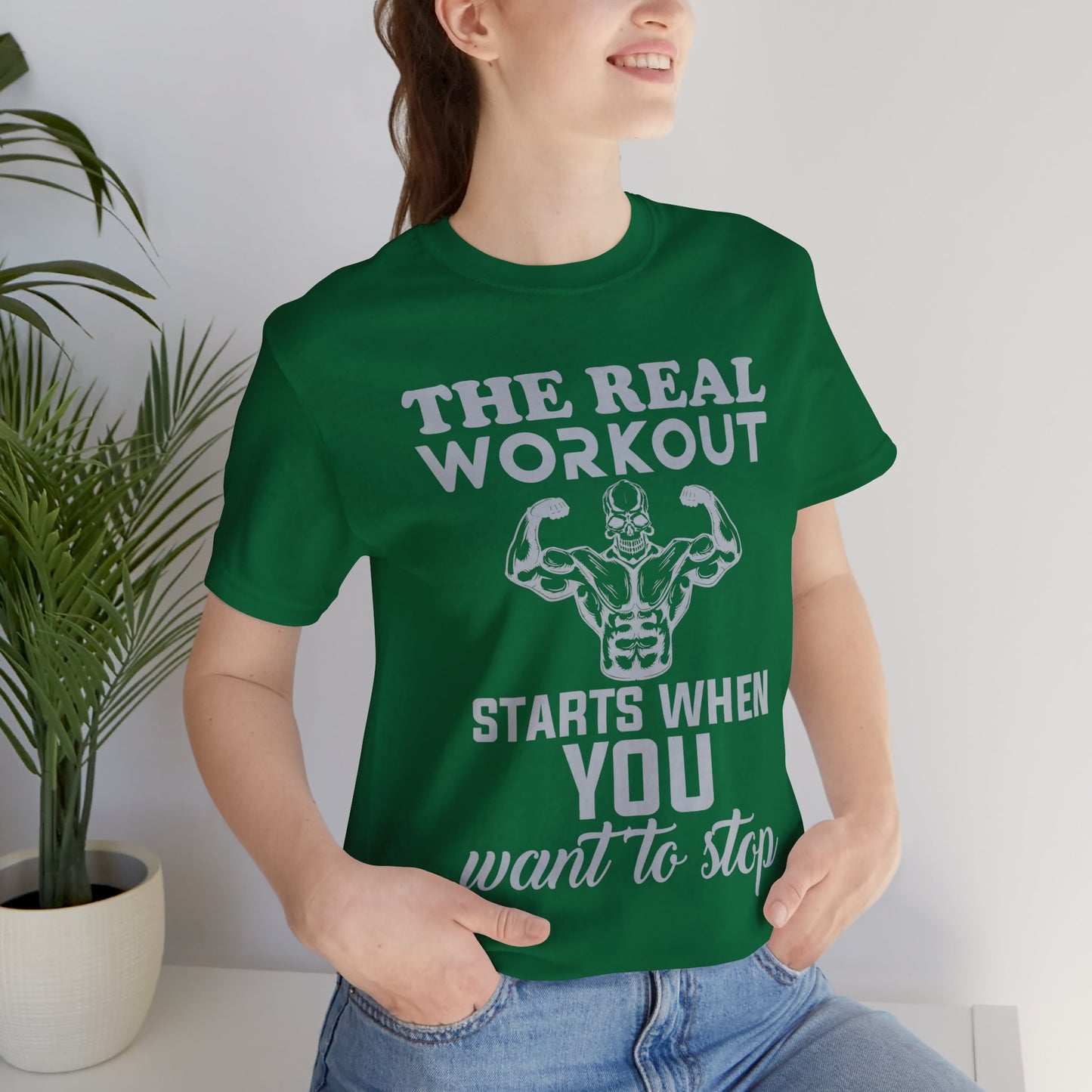 The Real Workout Start When You Want To Stop T-Shirt, Gym Workout Fitness T-Shirt