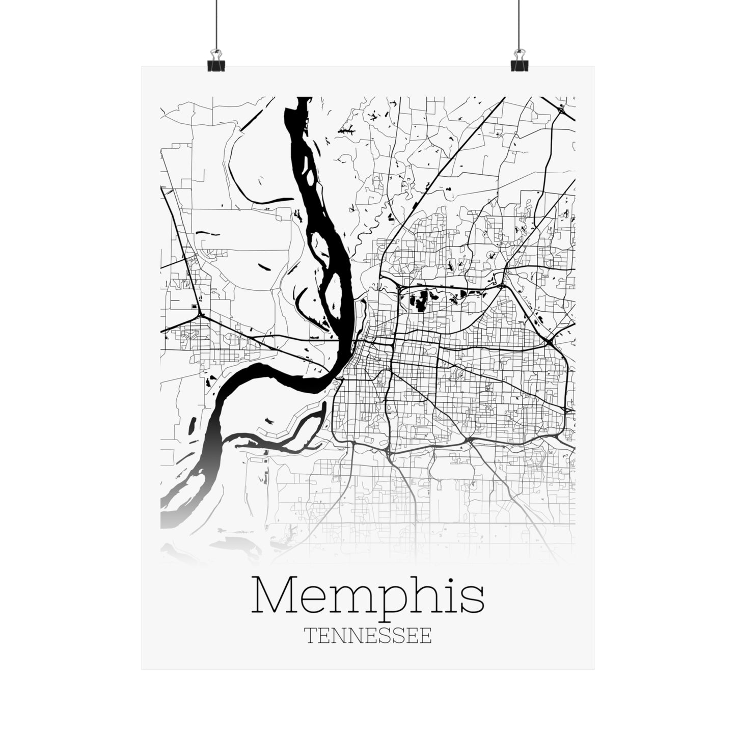 Memphis Tennessee City Map Matte Vertical Posters