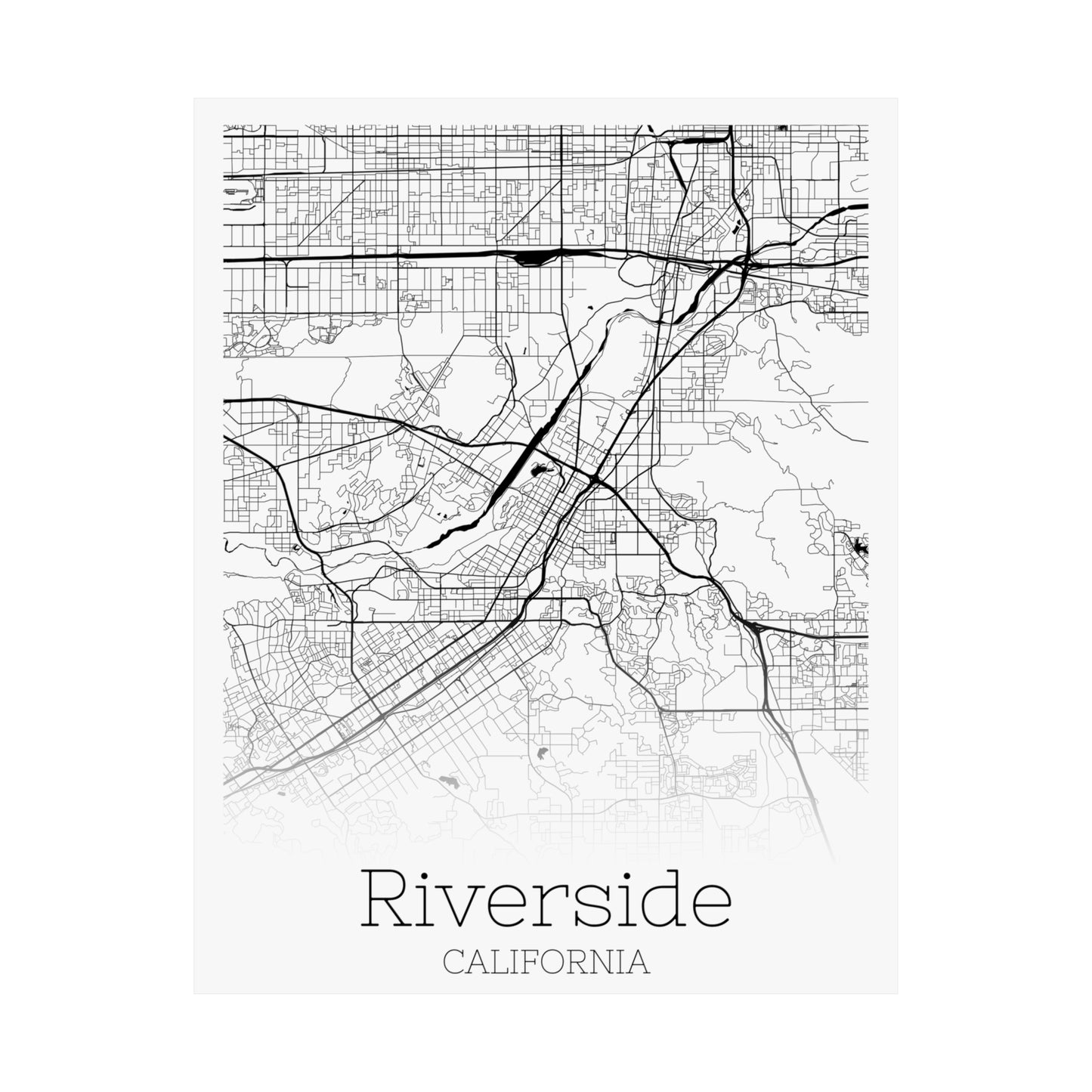 Riverside California City Map Matte Vertical Posters
