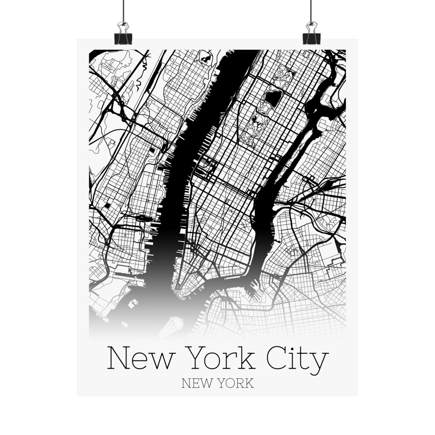New York City New York City Map Matte Vertical Posters