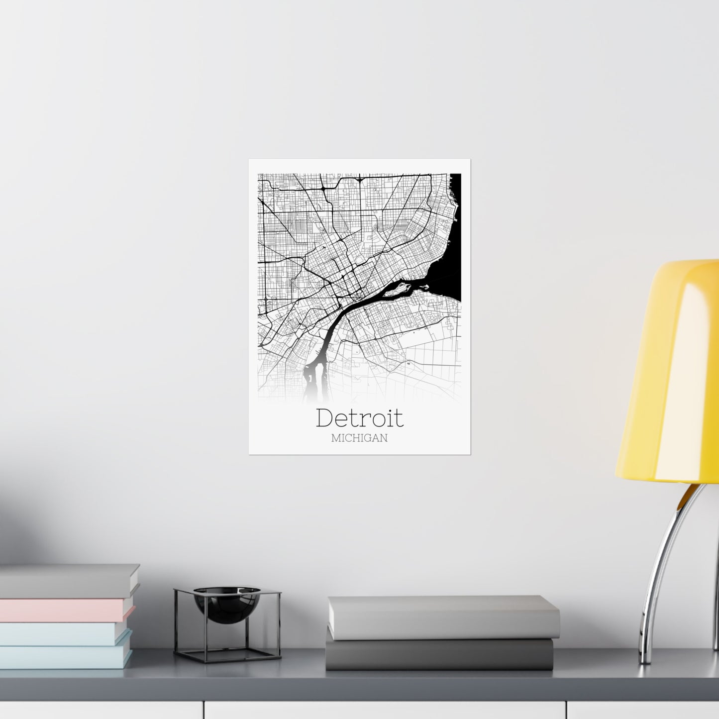 Detroit Michigan City Map Matte Vertical Posters