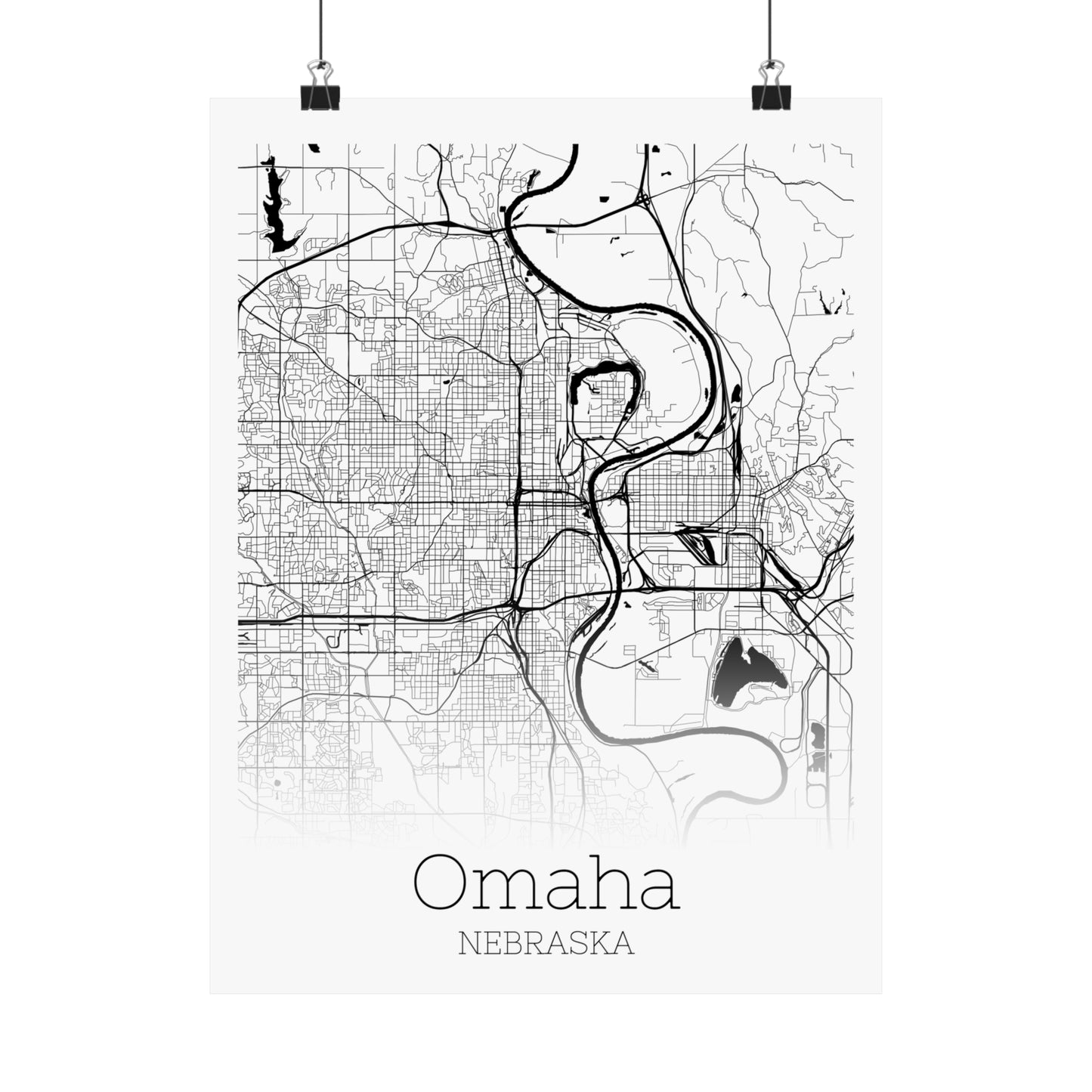 Omaha Nebraska City Map Matte Vertical Posters