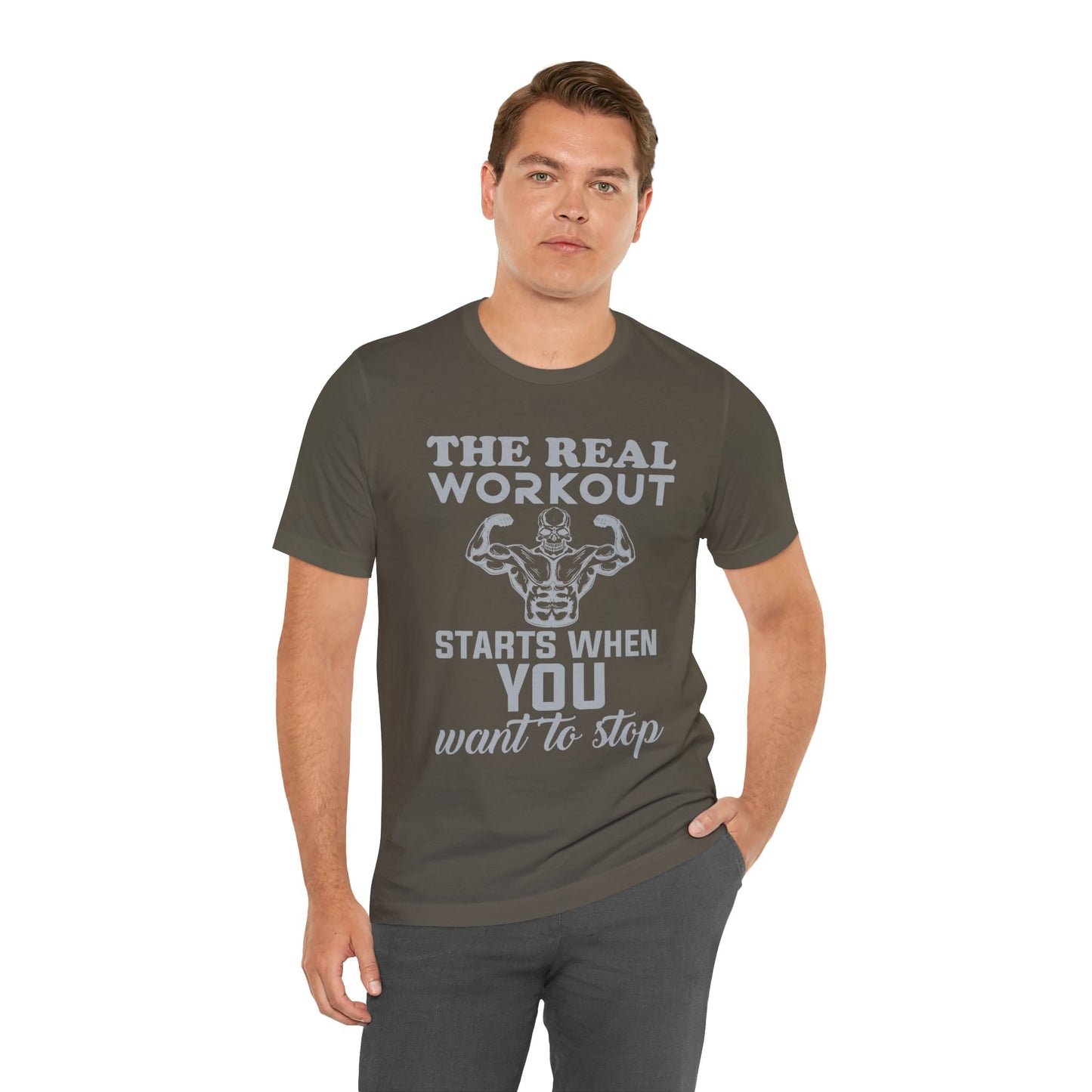 The Real Workout Start When You Want To Stop T-Shirt, Gym Workout Fitness T-Shirt