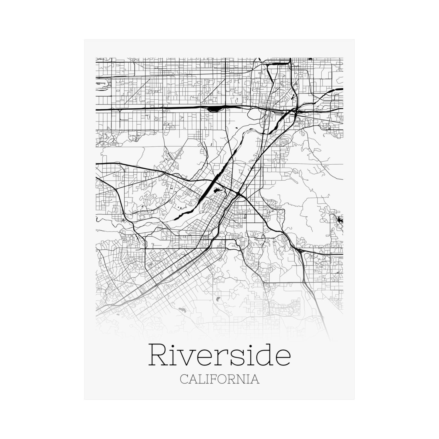 Riverside California City Map Matte Vertical Posters