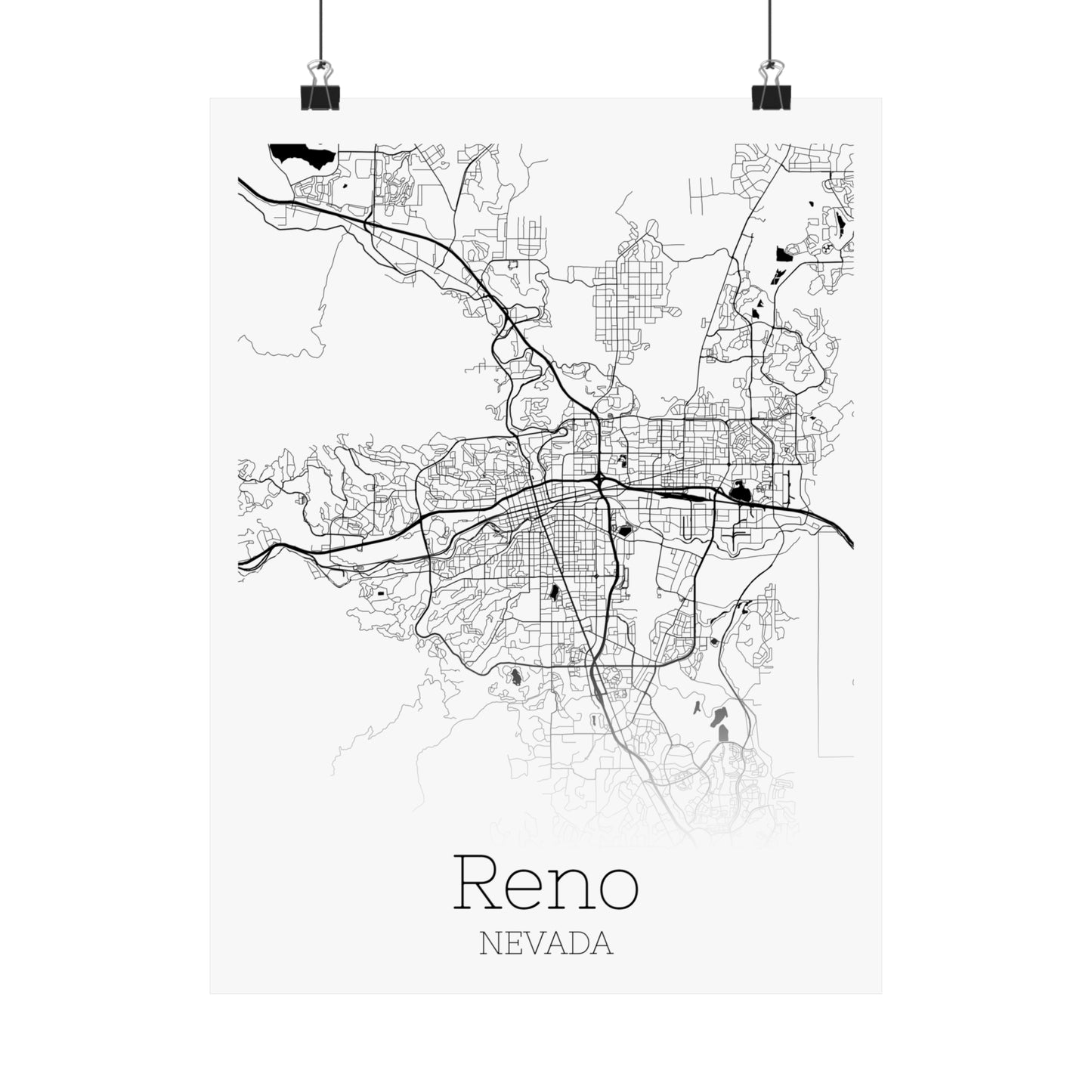Reno Nevada City Map Matte Vertical Posters