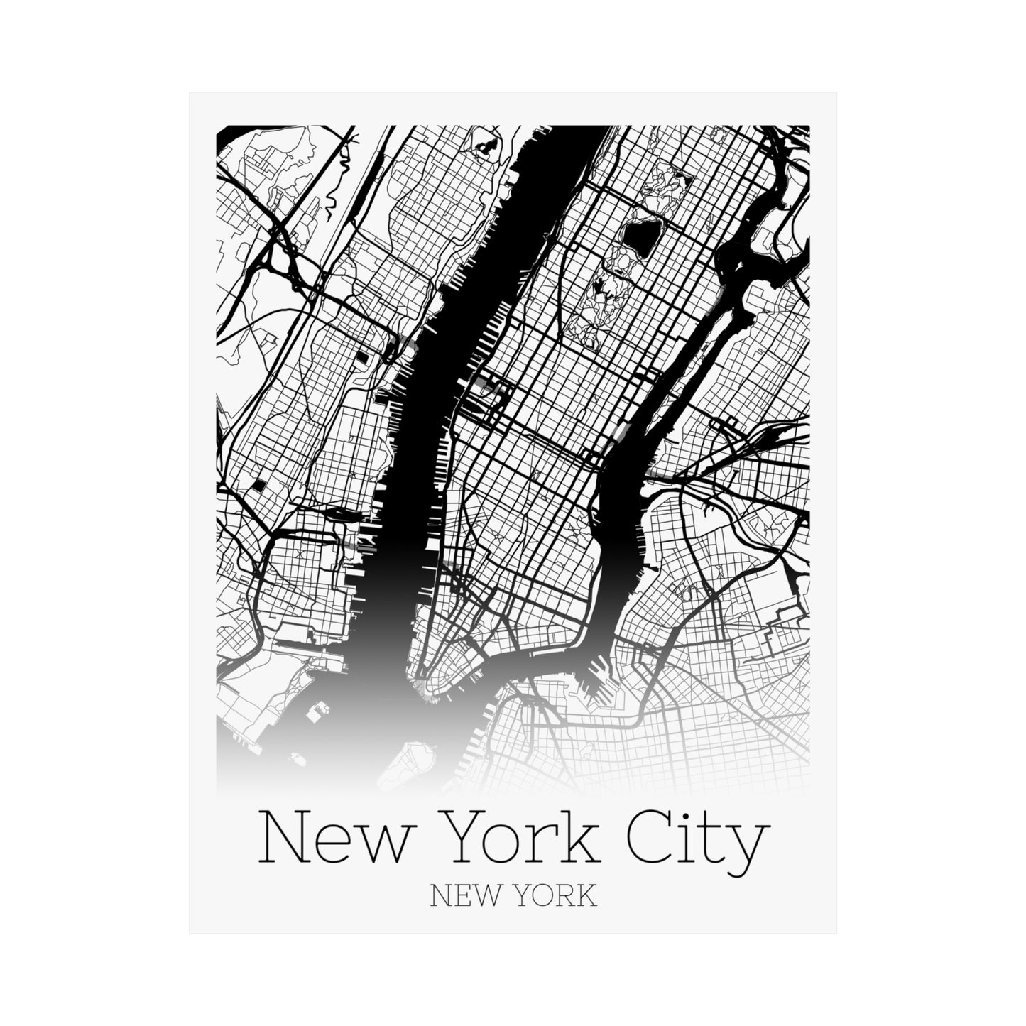 New York City New York City Map Matte Vertical Posters